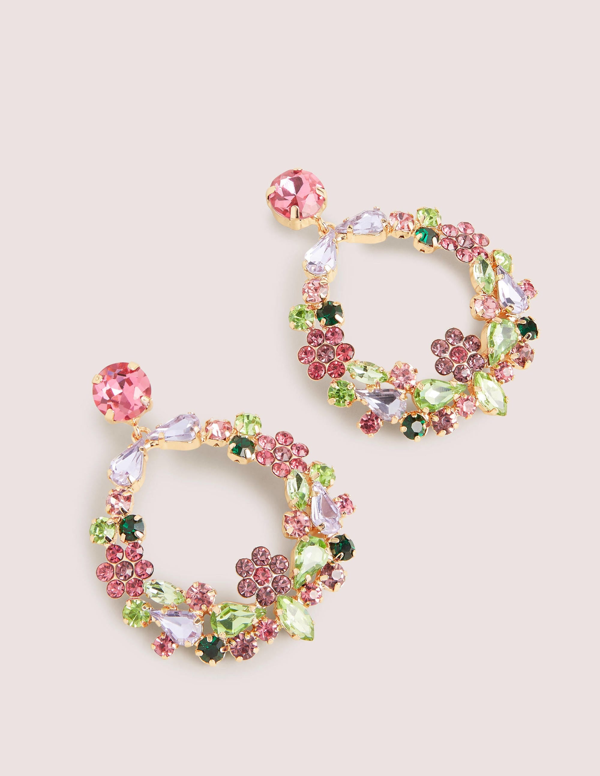 Jewel Cluster Earrings-Pink/Green - Image 2