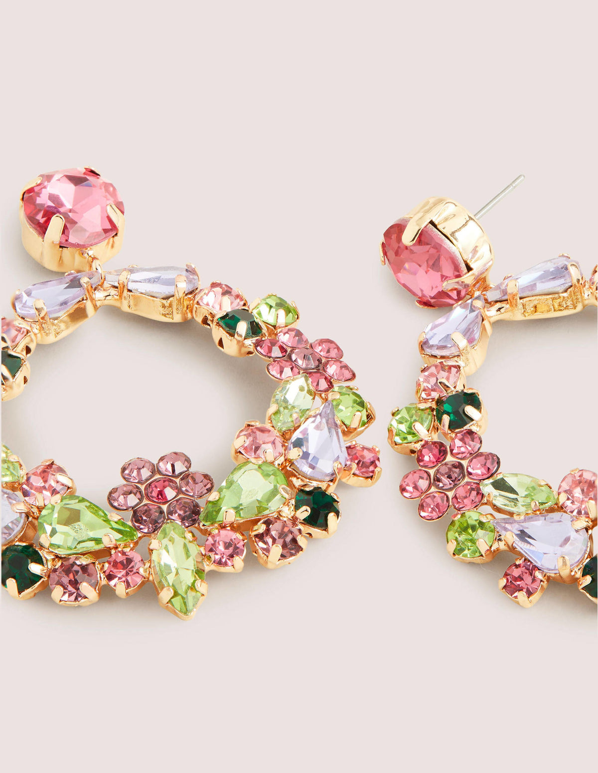 Jewel Cluster Earrings-Pink/Green-3