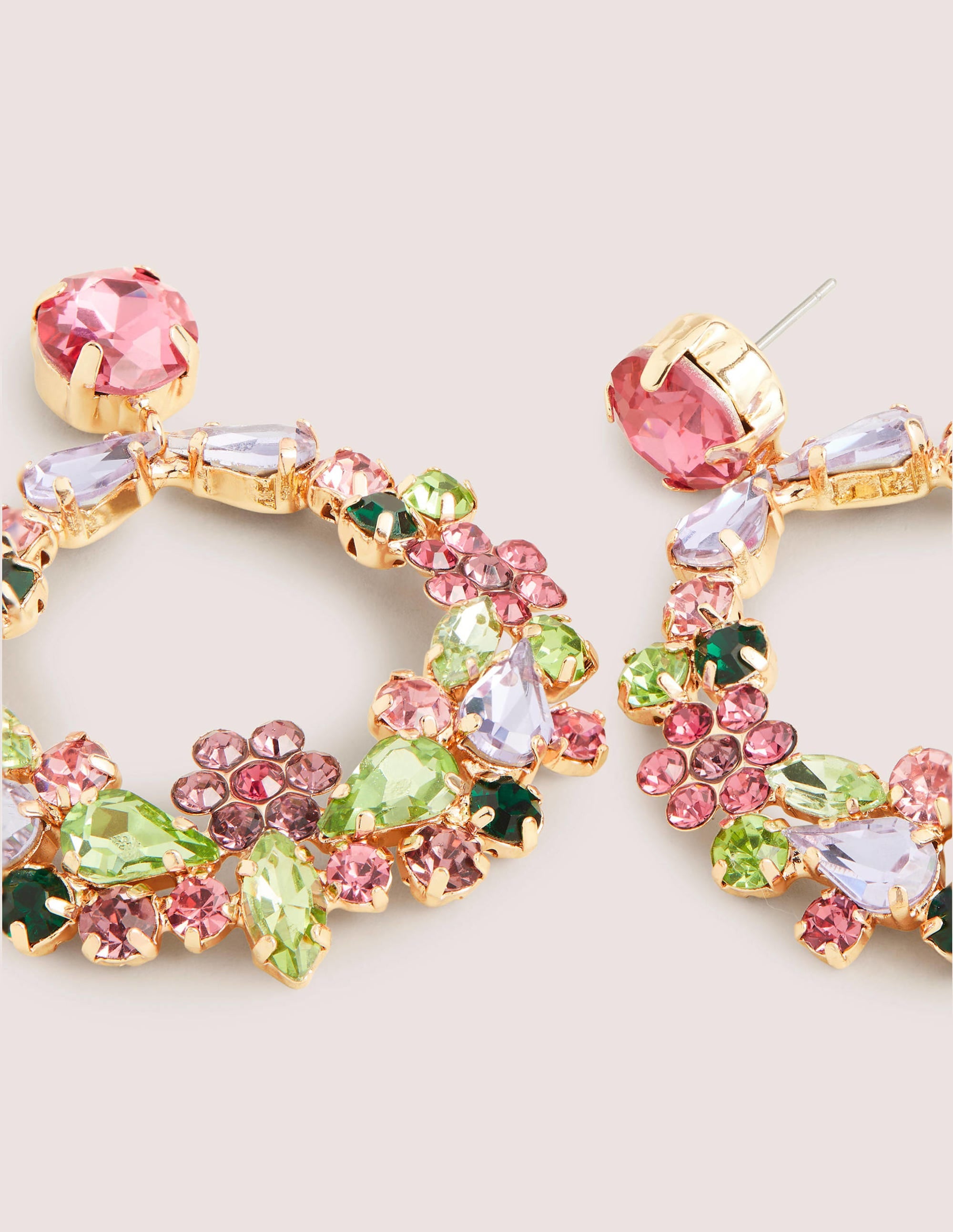 Jewel Cluster Earrings-Pink/Green - Image 3