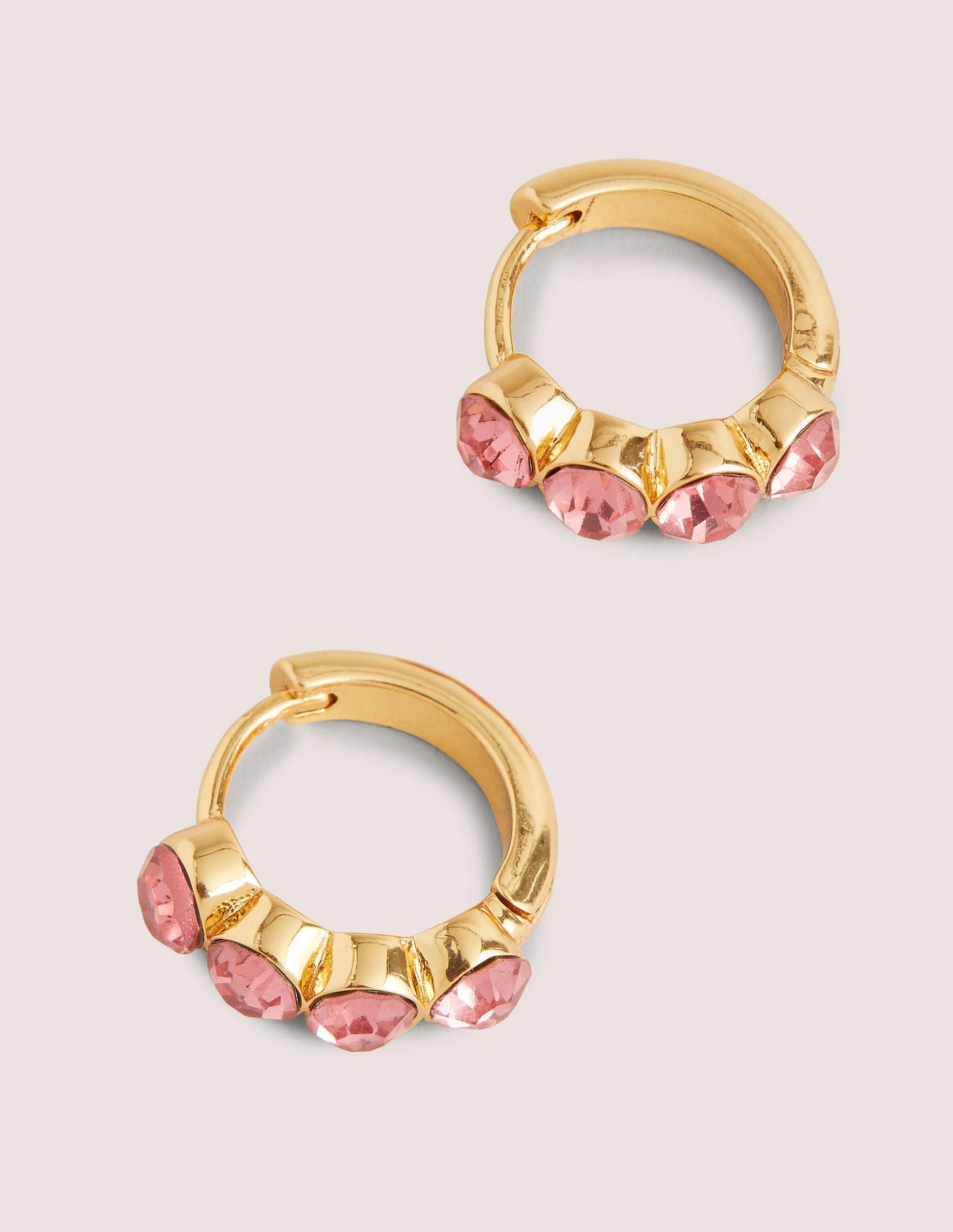 Jewel Huggie Hoops-Pink-1