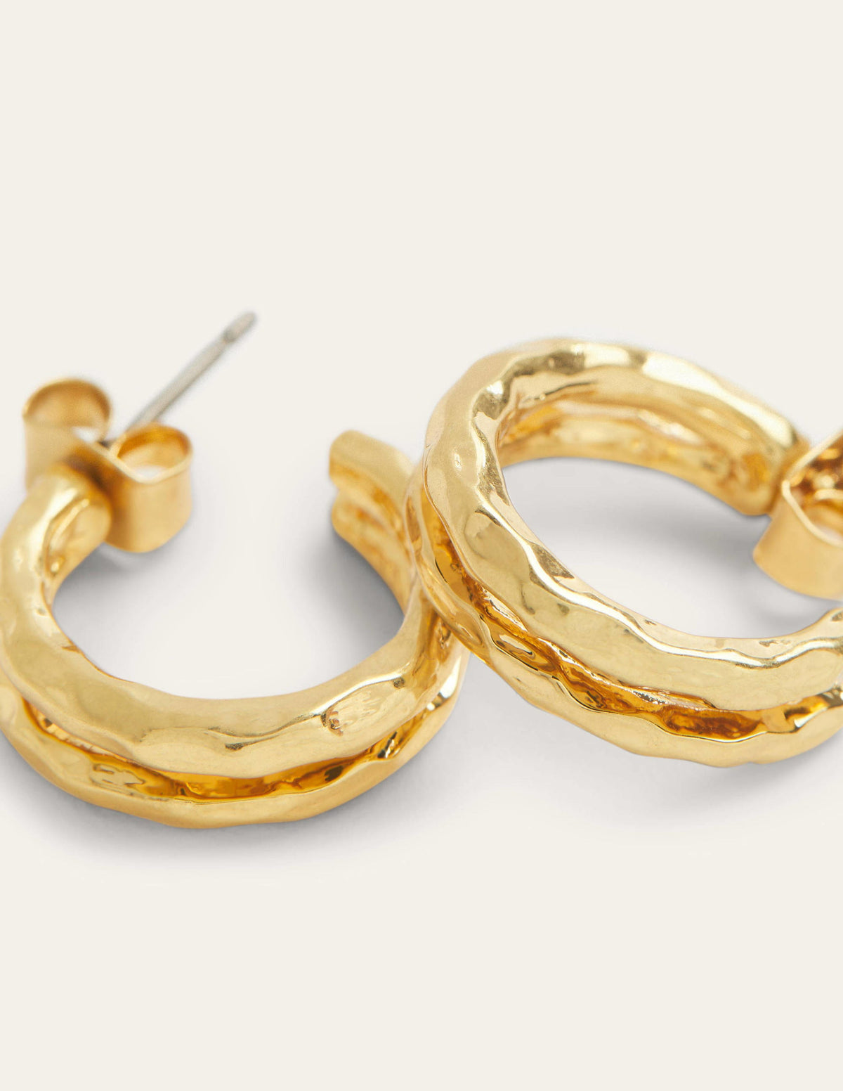 Small Double Hoop Earrings-Gold - Image 3