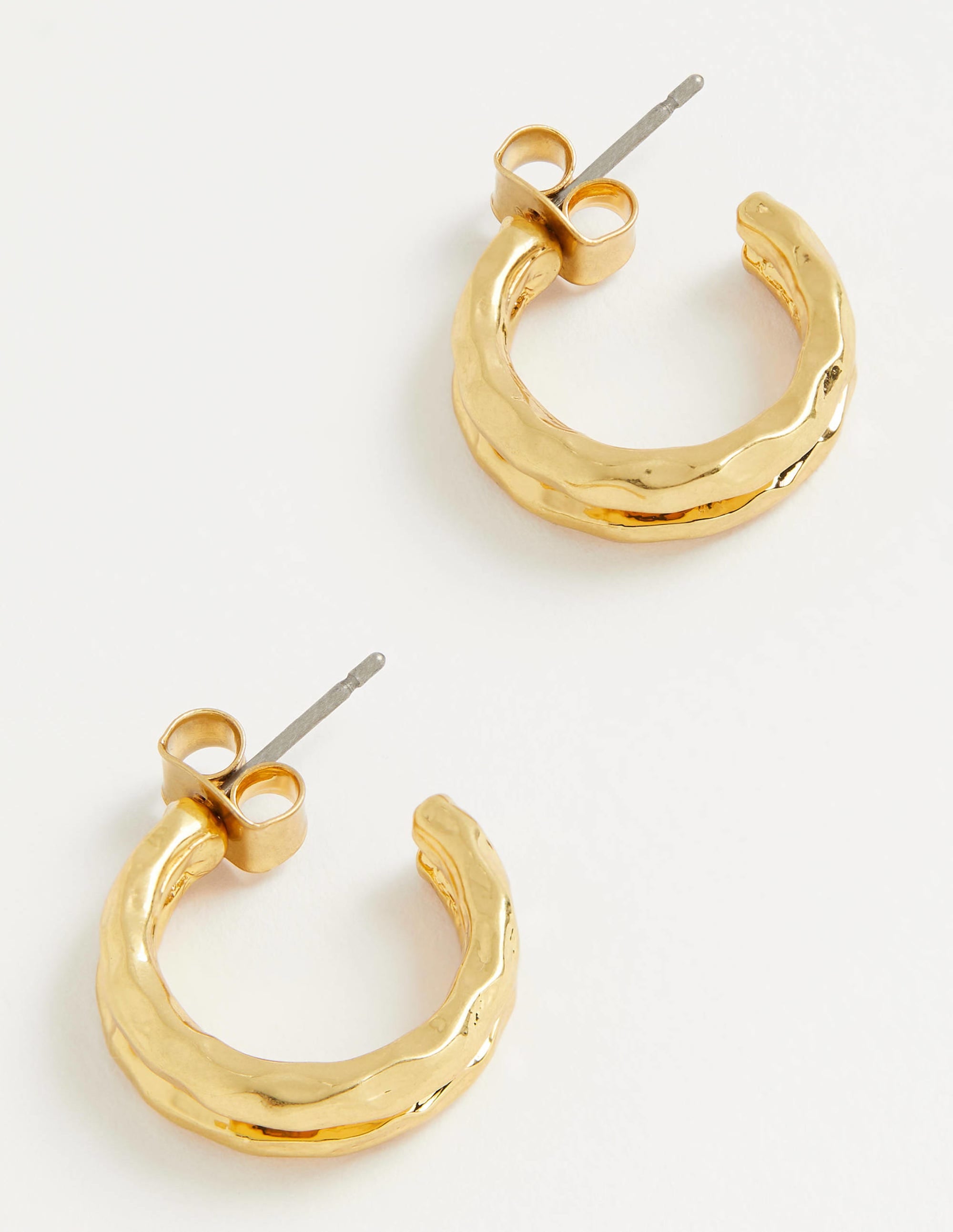 Small Double Hoop Earrings-Gold - Image 5