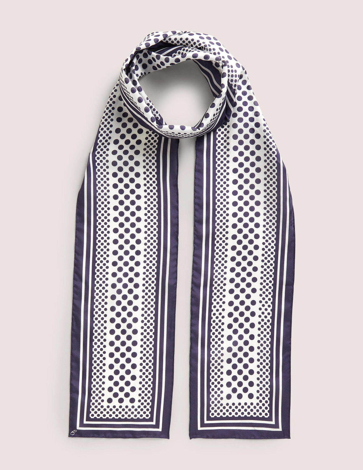 Skinny Silk Scarf-French Navy/ Ivory - Image 1