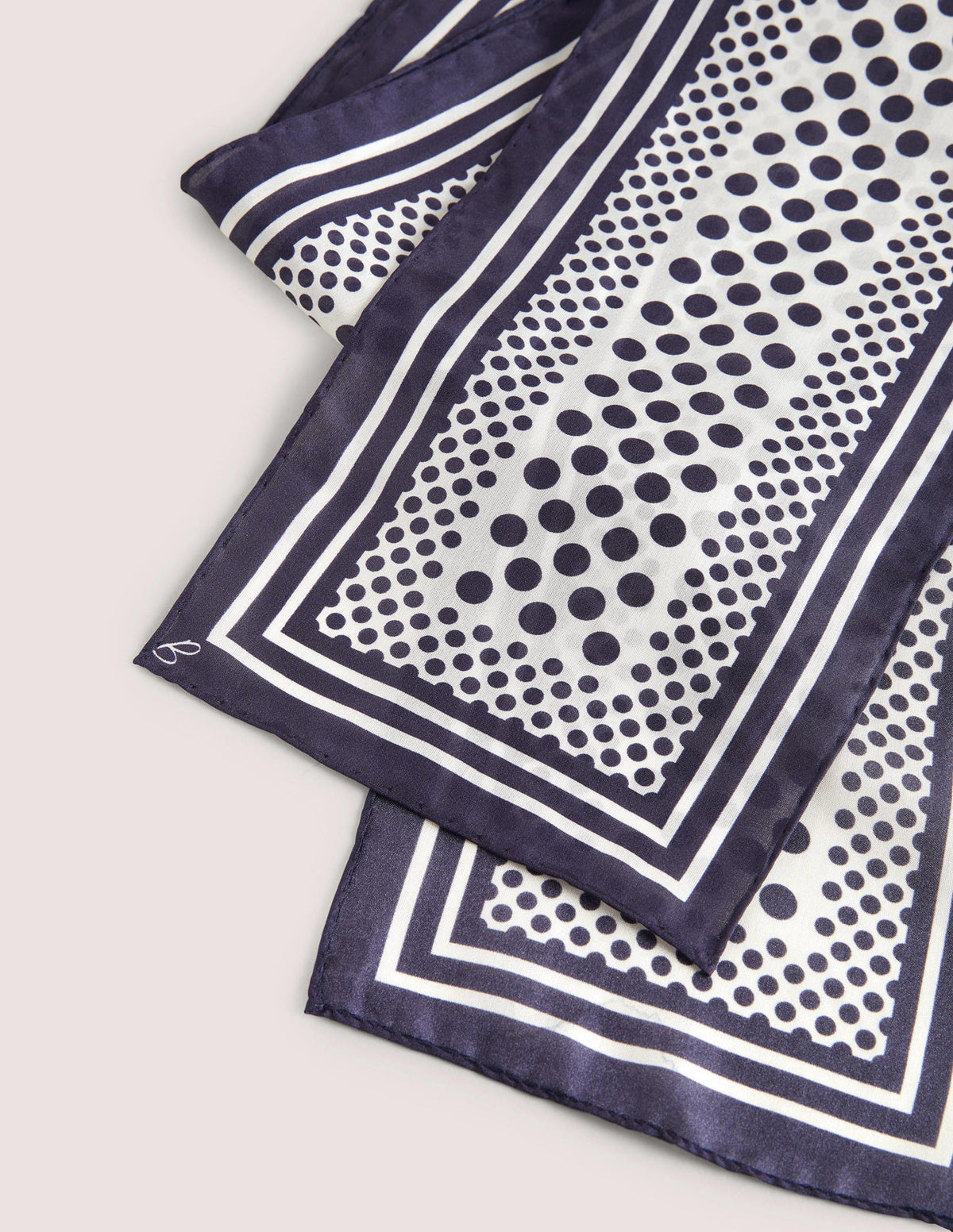 Skinny Silk Scarf-French Navy/ Ivory - Image 2