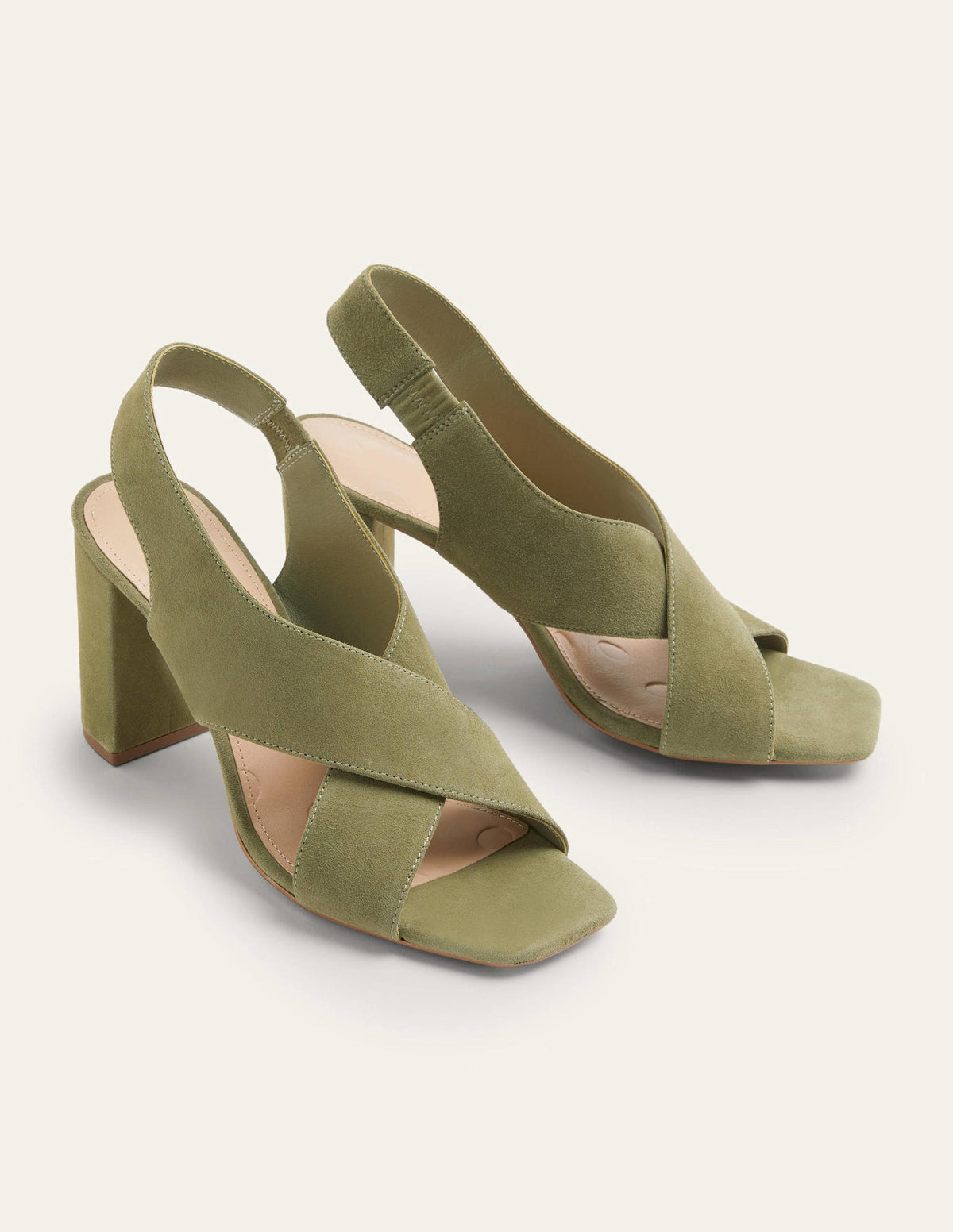 Cross Strap Heeled Sandals-Rainforest Floor - Image 5