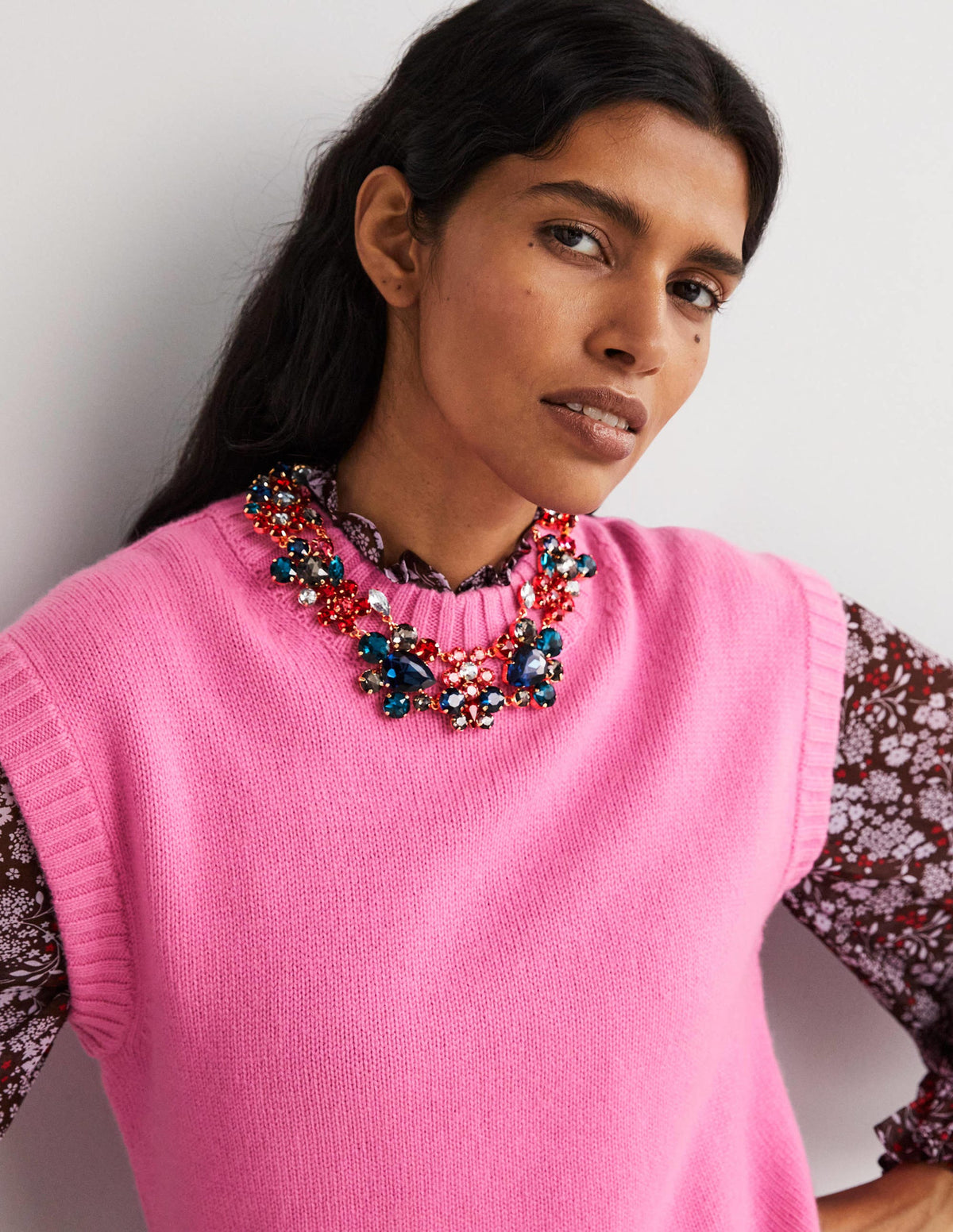 Jewel Cluster Necklace-Multi - Image 1