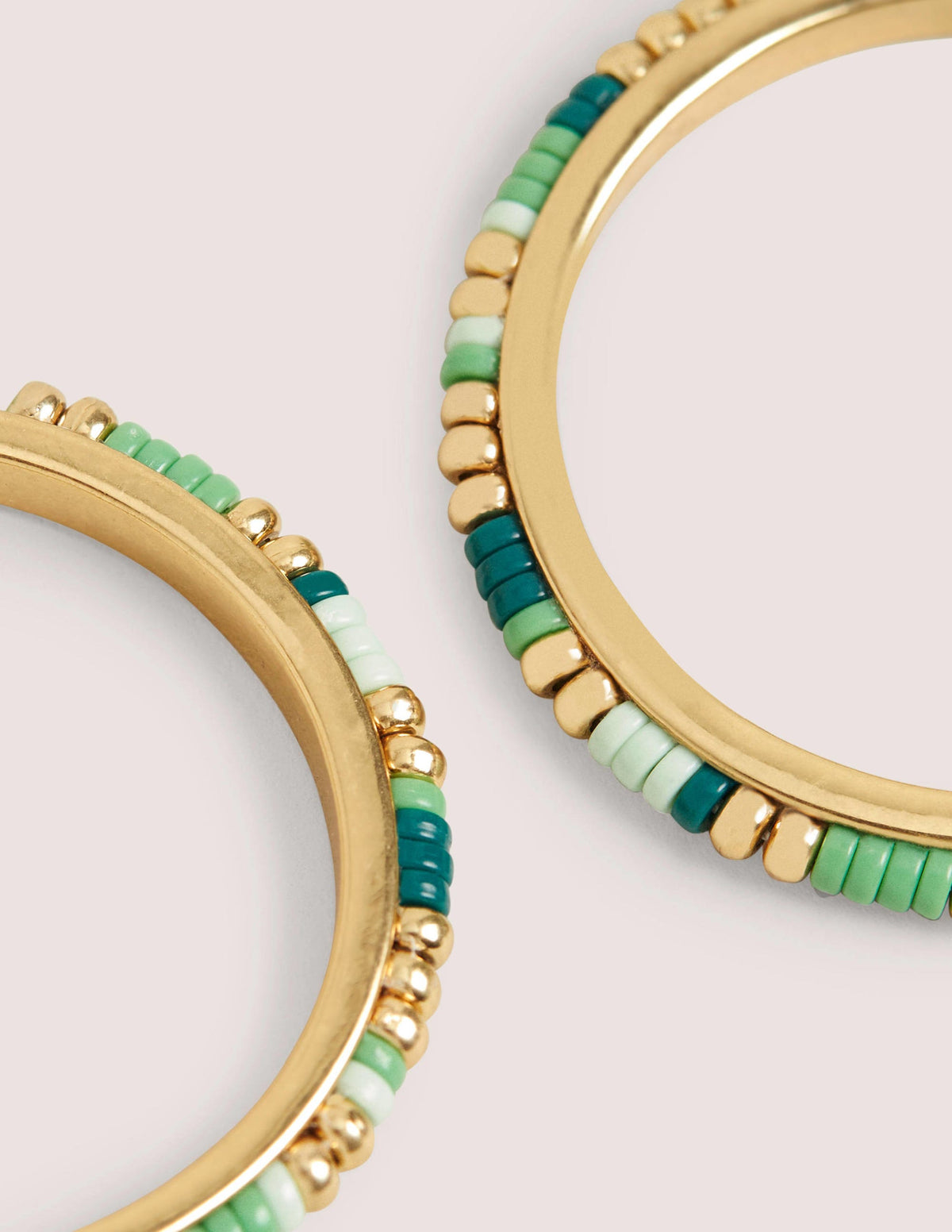 Beaded Hoop Earrings-Green - Image 3