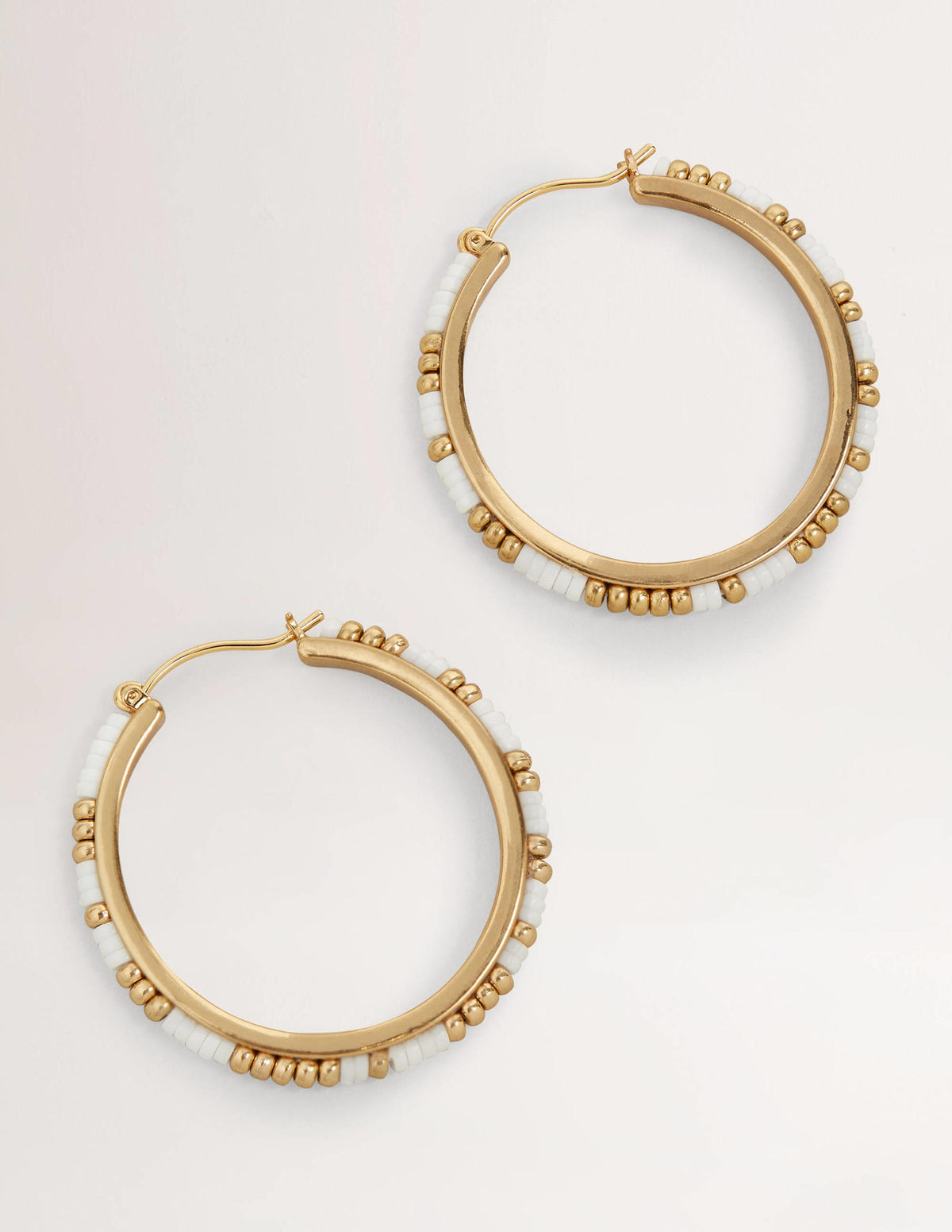 Beaded Hoop Earrings-Ivory-1