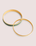 Enamel Bangle Set-Hunter Green/ Ivory
