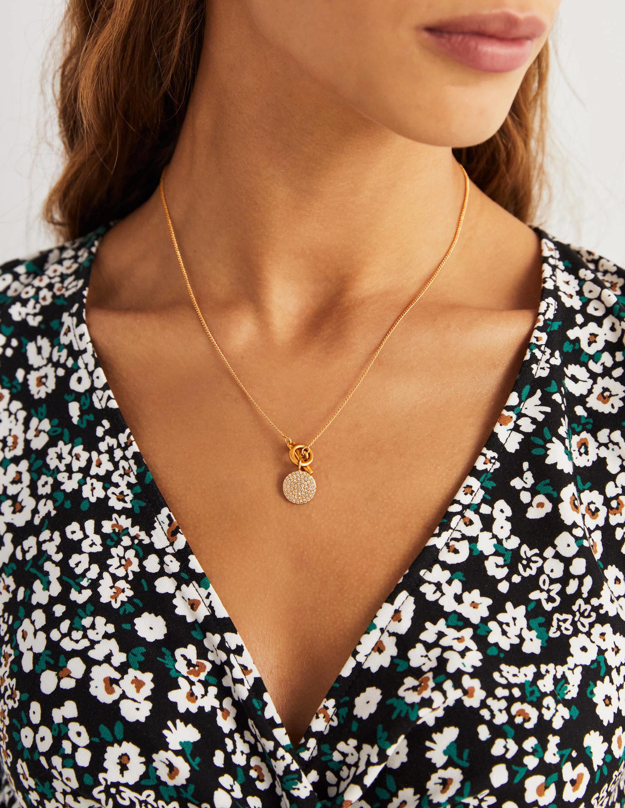 Pavé Pendant Necklace-Gold - Image 1