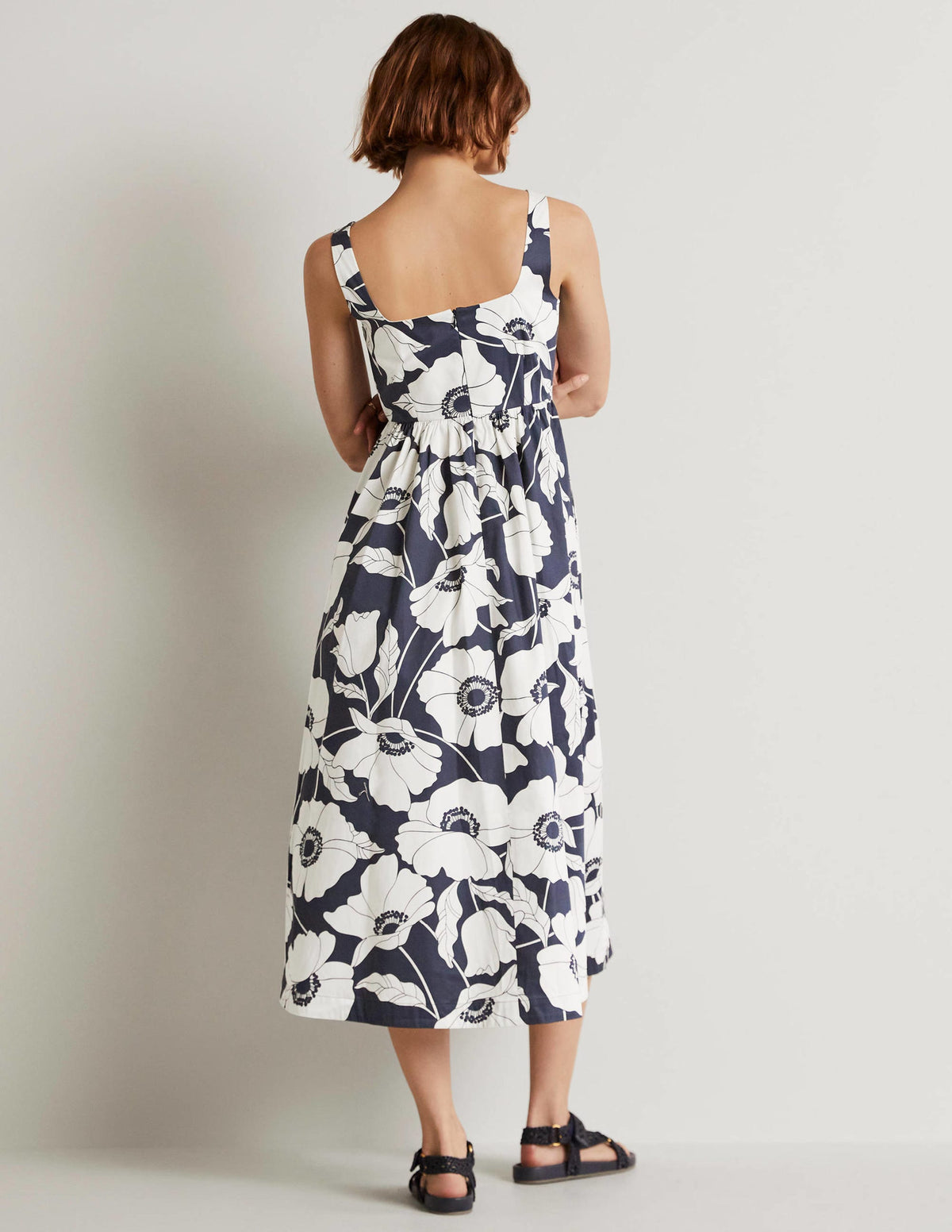 Violet Square Neck Midi Dress-Navy, Elegant Vine-8