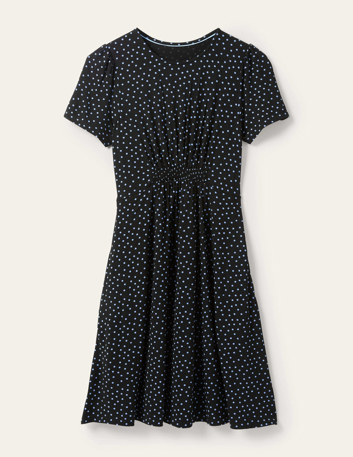 Crew Neck Jersey Dress-Black, Scattered Spot - Image 5