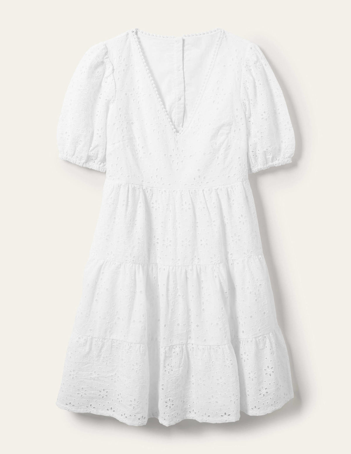 Back Detail Broderie Dress-White - Image 6