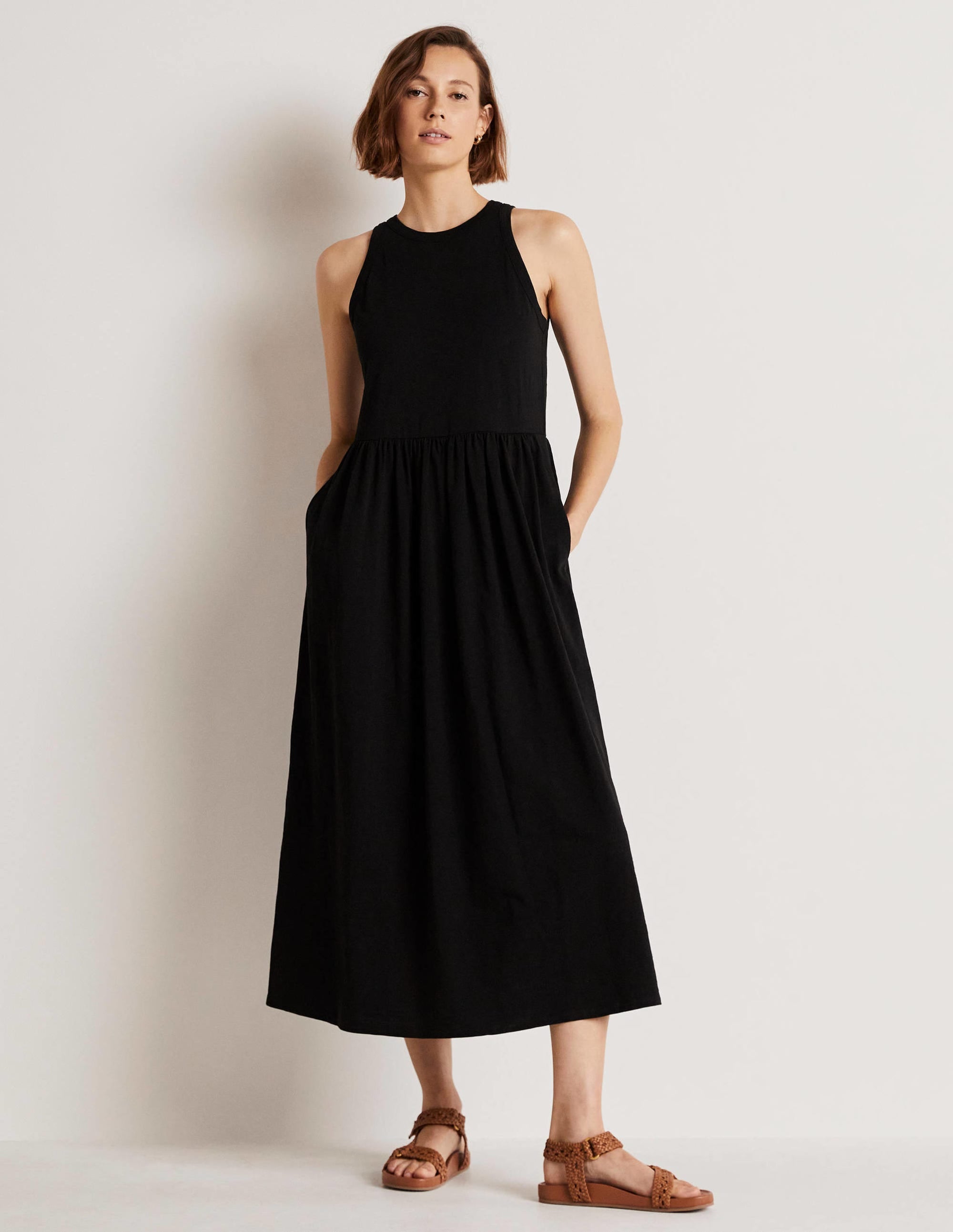 Sleeveless Jersey Midi Dress-Black - Image 6