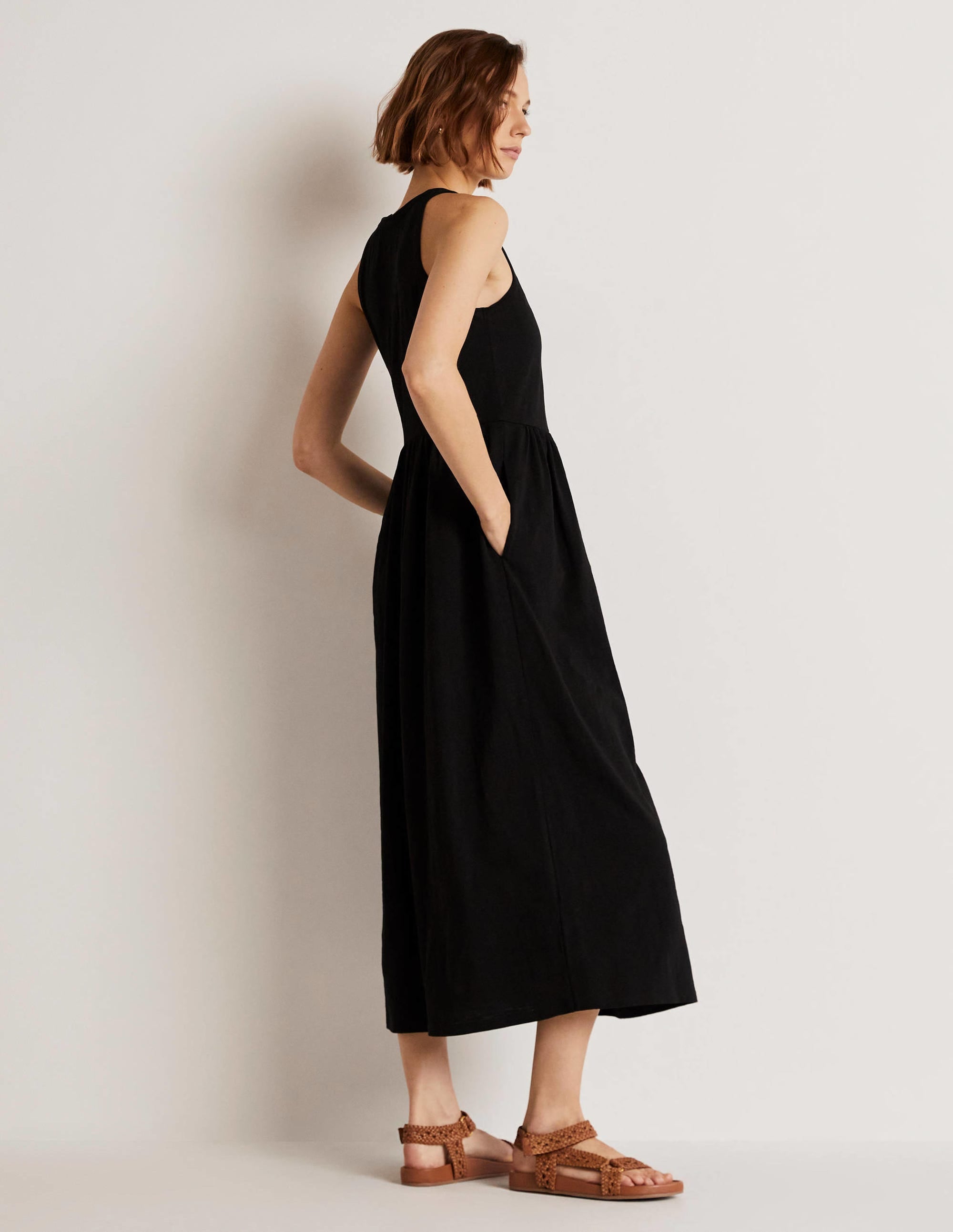 Sleeveless Jersey Midi Dress-Black - Image 4