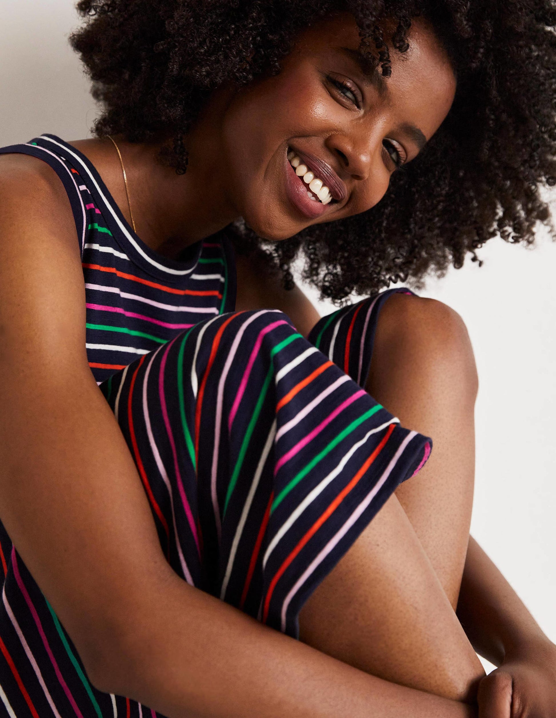 Sleeveless Jersey Midi Dress-Navy Multi Stripe-7