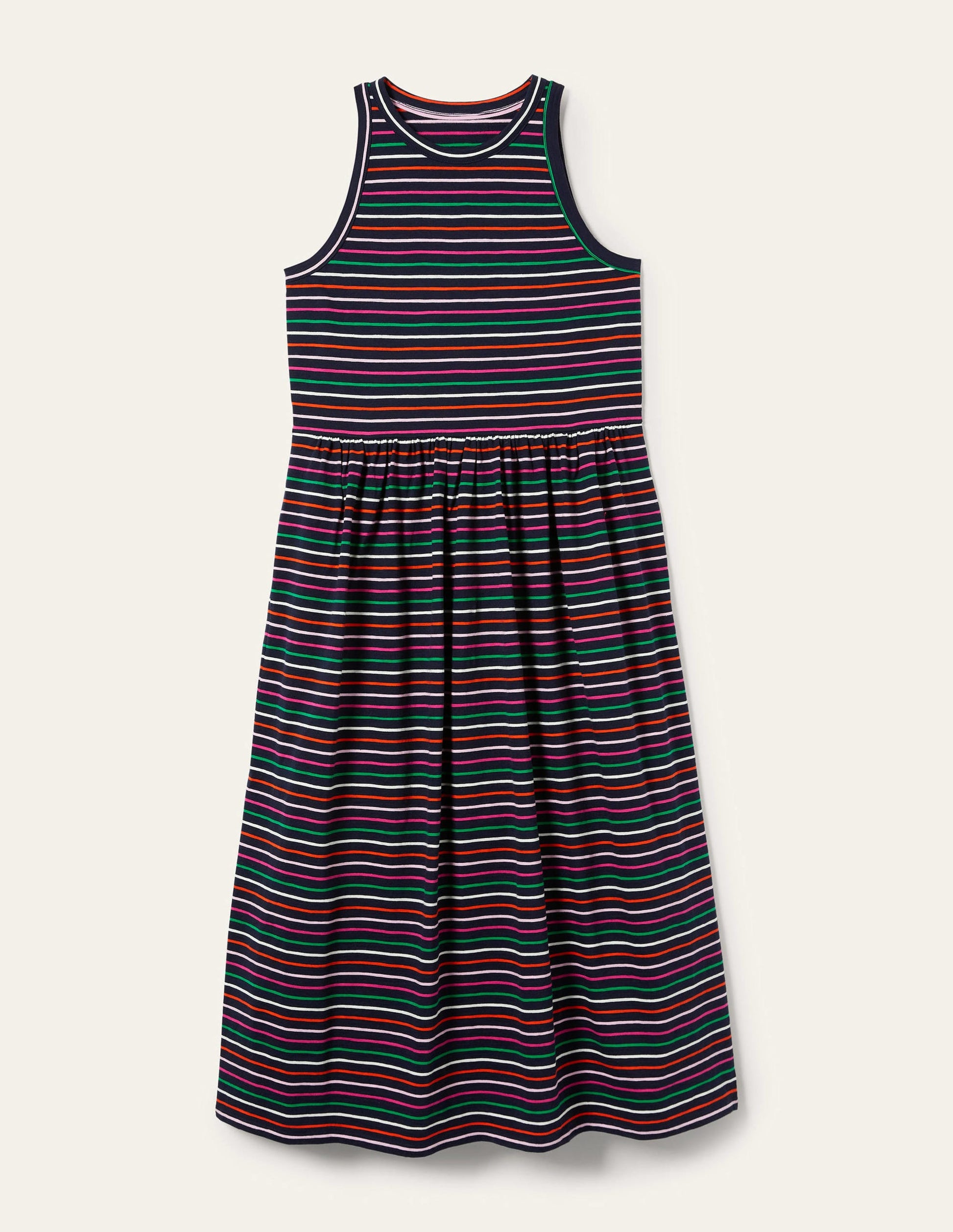 Sleeveless Jersey Midi Dress-Navy Multi Stripe-11
