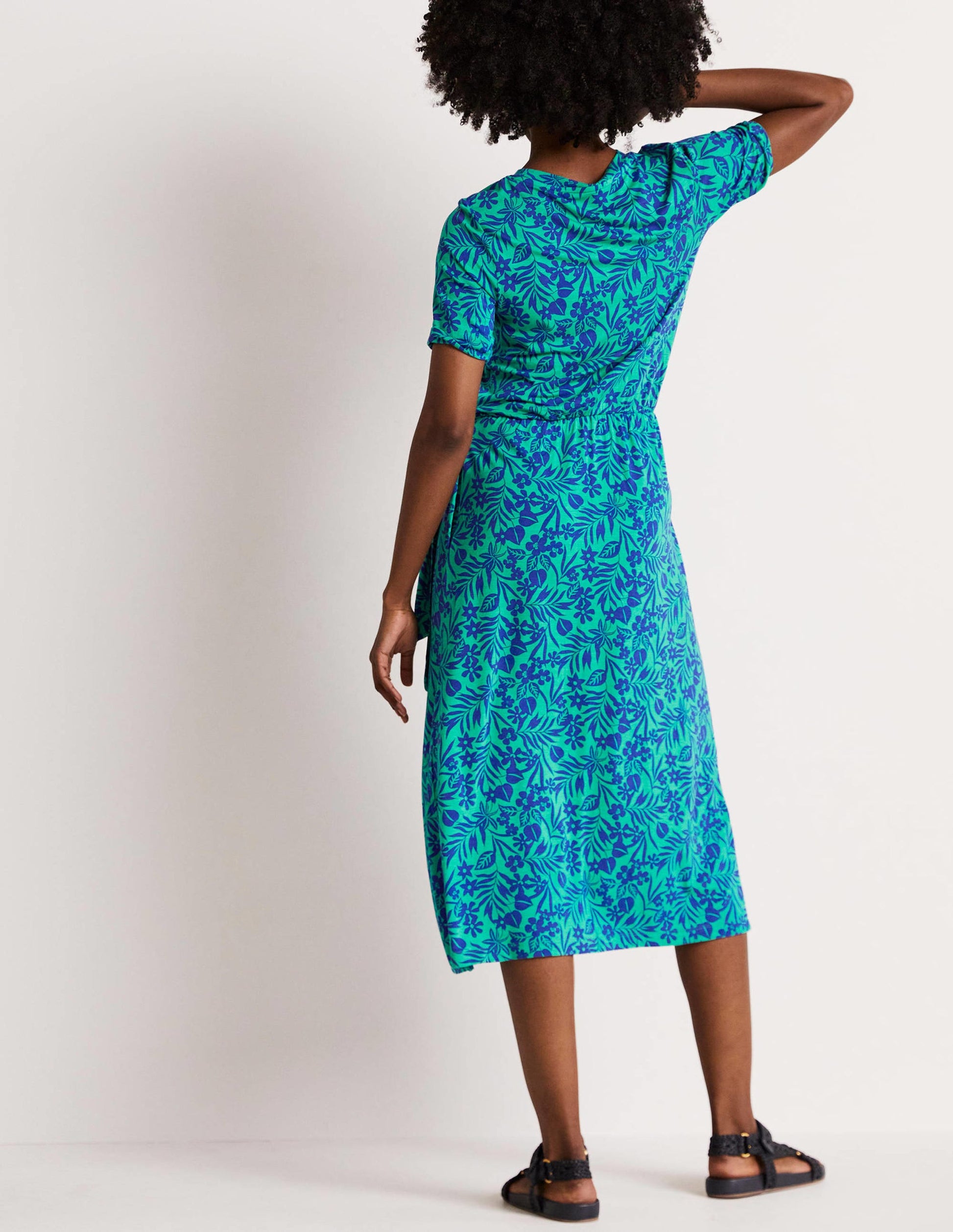 Amanda Jersey Midi Dress-Emerald, Tropic Foliage-8