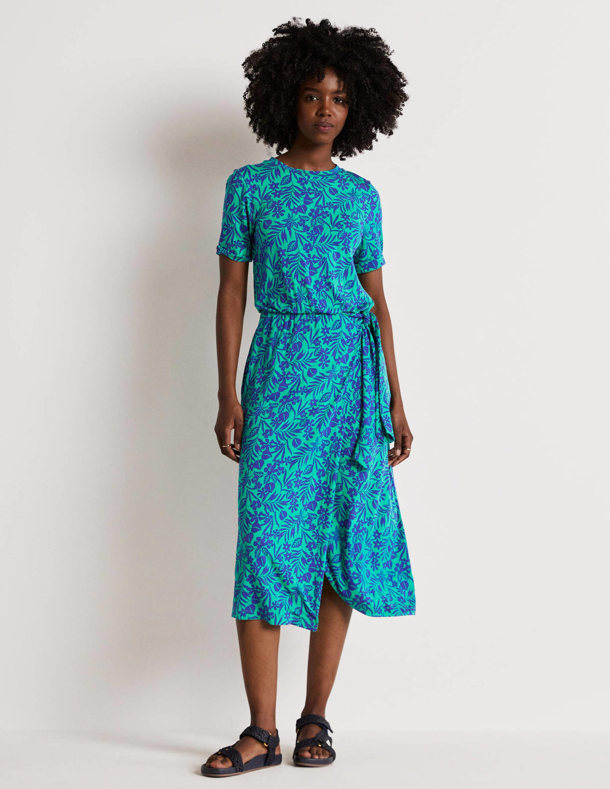 Amanda Jersey Midi Dress-Emerald, Tropic Foliage - Image 1