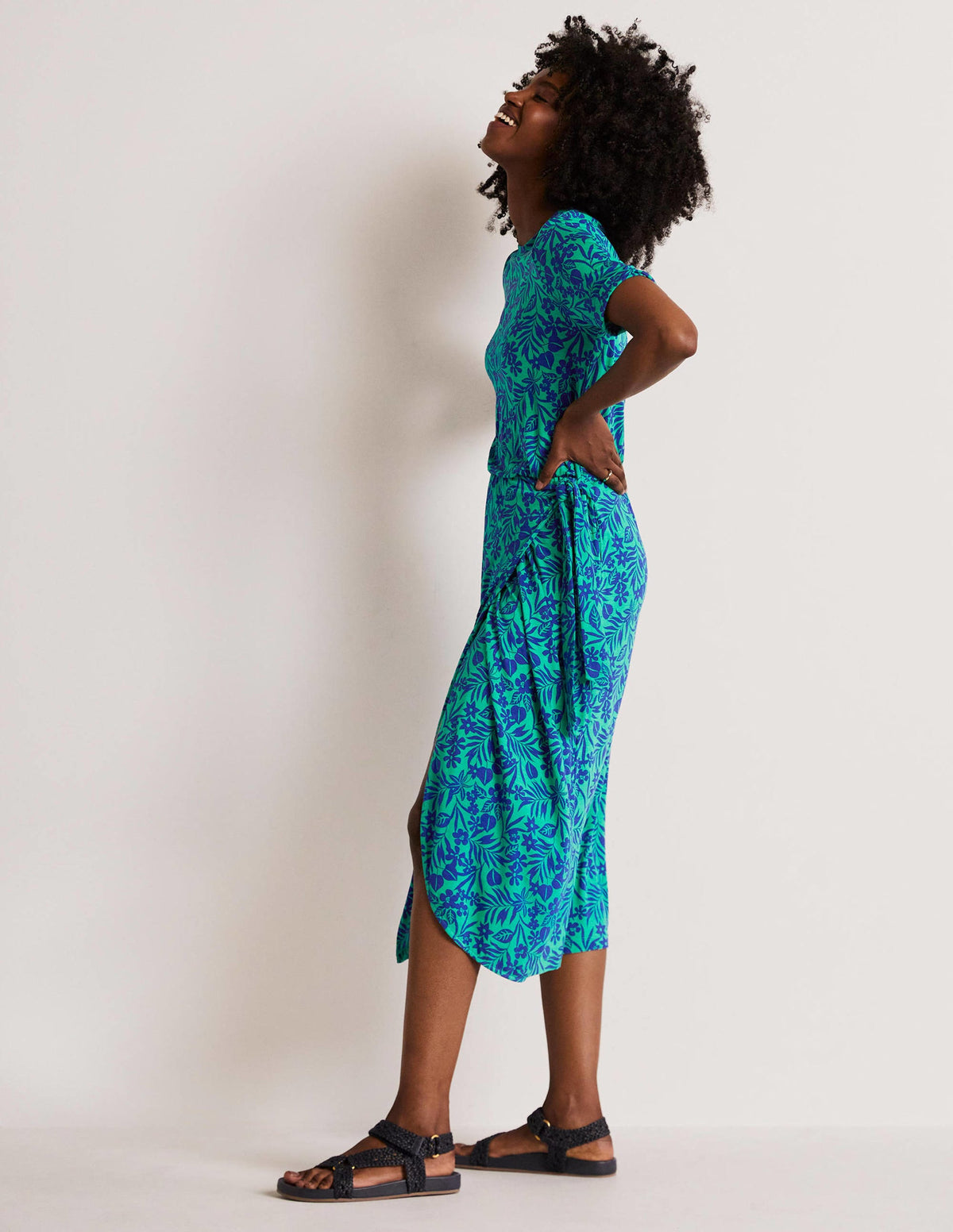 Amanda Jersey Midi Dress-Emerald, Tropic Foliage - Image 4
