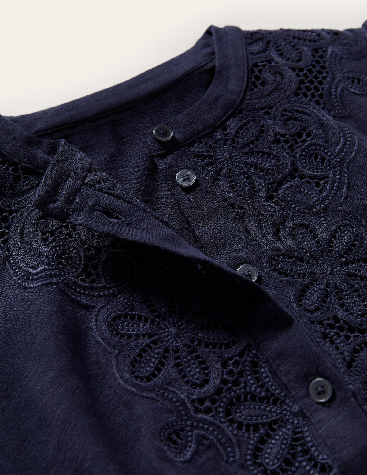 Embroidered Jersey Shirt Dress-Navy-12