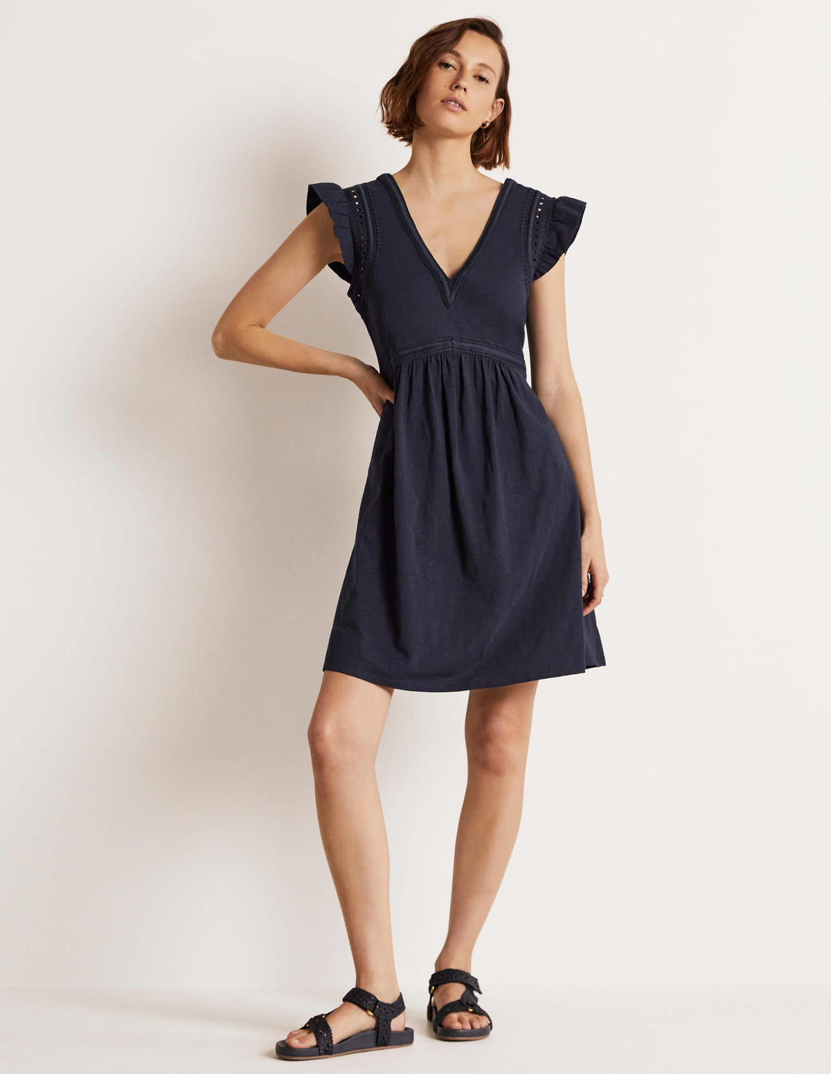 Empire Detail Jersey Dress-Navy - Image 8