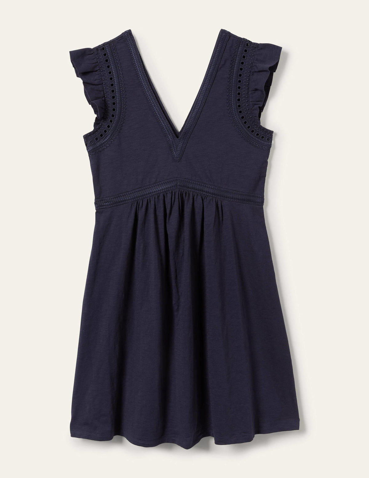Empire Detail Jersey Dress-Navy-10