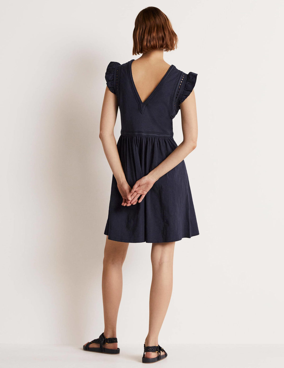 Empire Detail Jersey Dress-Navy - Image 3
