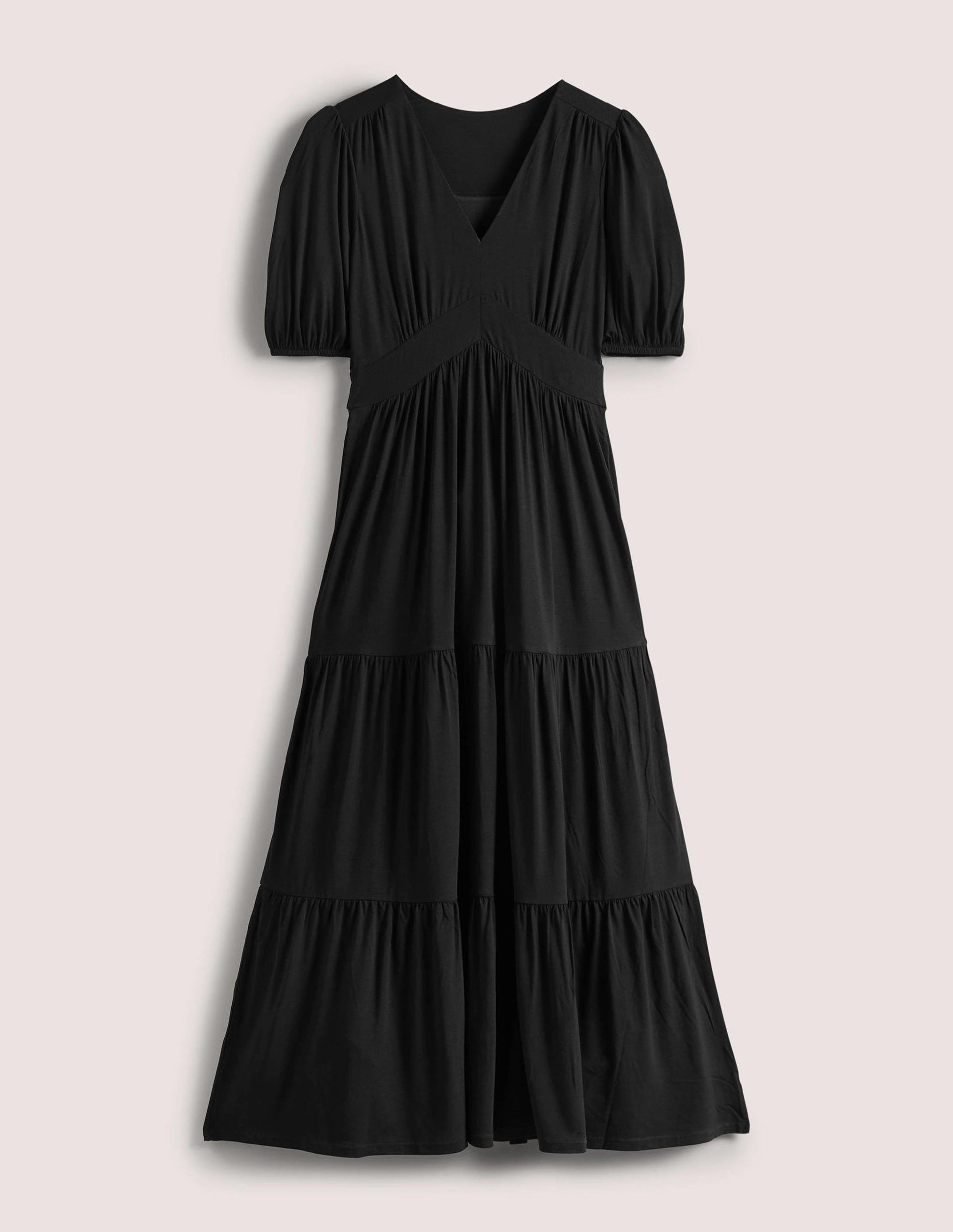 Tiered Jersey Maxi Tea Dress-Black-6