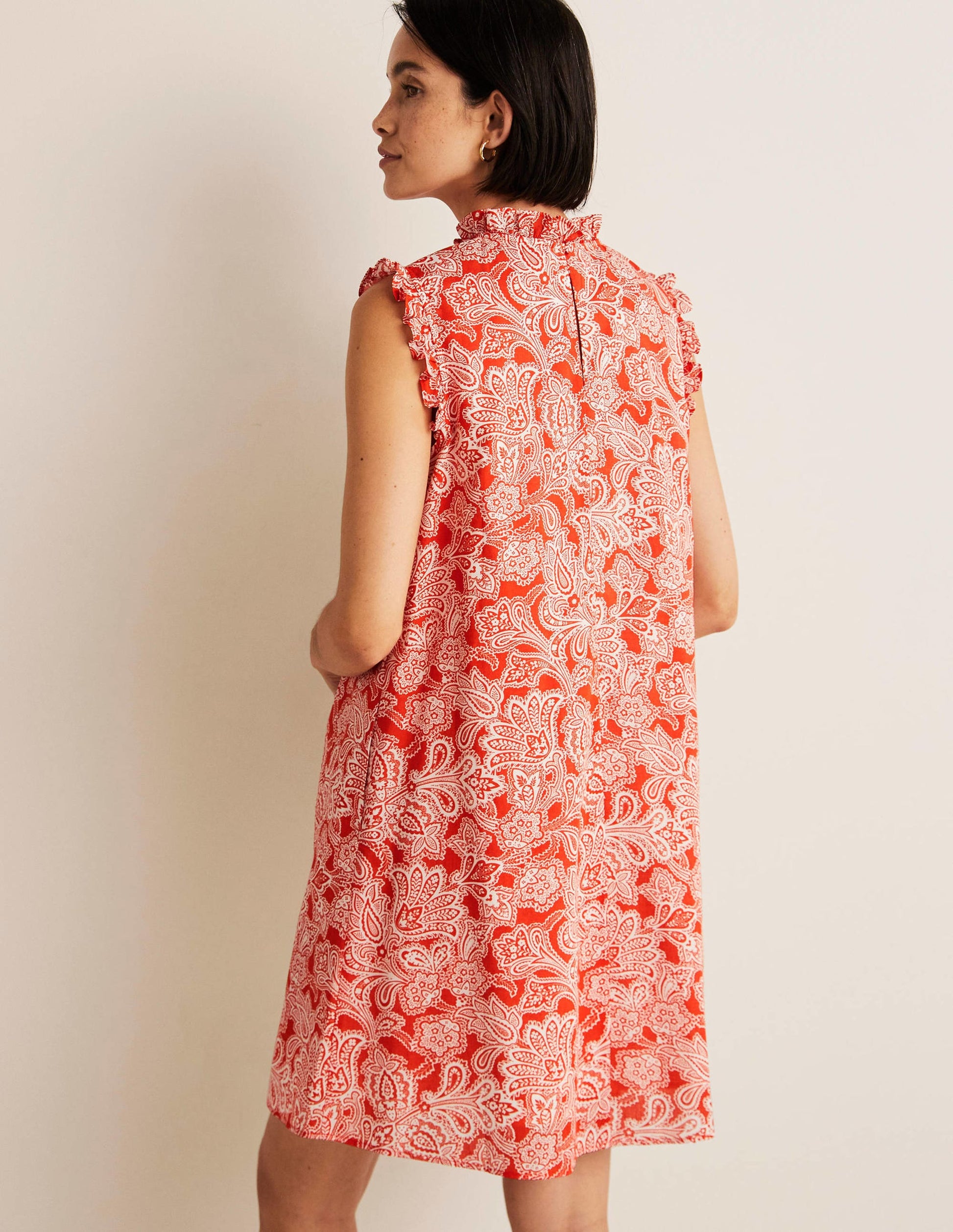 Sleeveless Smocked Mini Dress-Firecracker, Paisley Bud-3