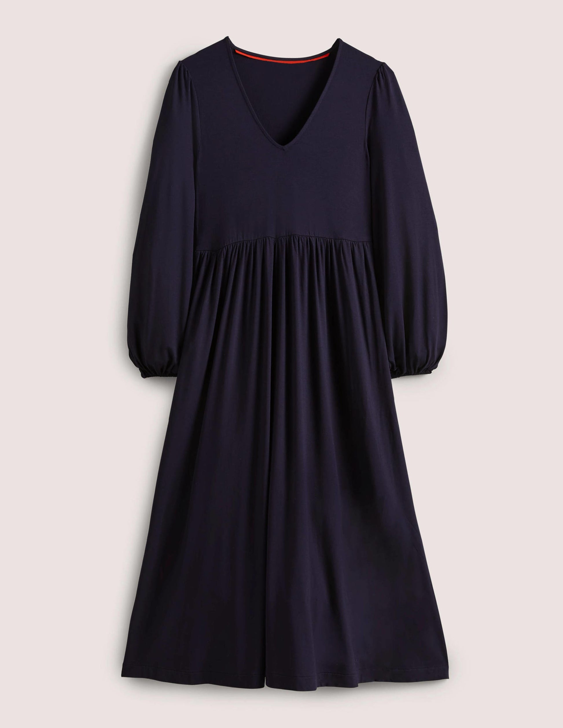 Long Sleeve Jersey Midi Dress-Navy-5