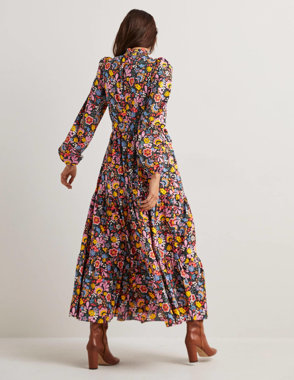 Mutton Sleeve Maxi Dress-Multi, Pretty Paradise-3