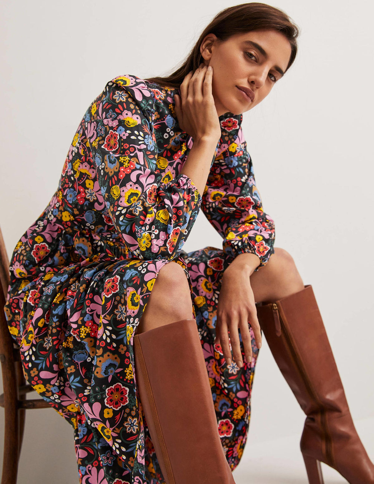 Mutton Sleeve Maxi Dress-Multi, Pretty Paradise-4