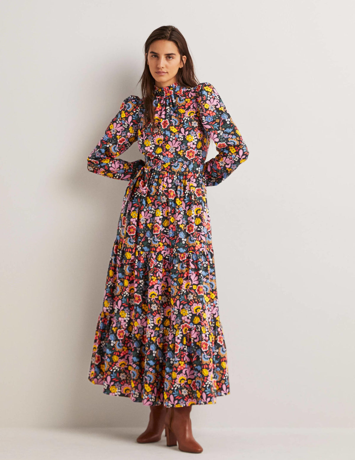 Mutton Sleeve Maxi Dress-Multi, Pretty Paradise - Image 5