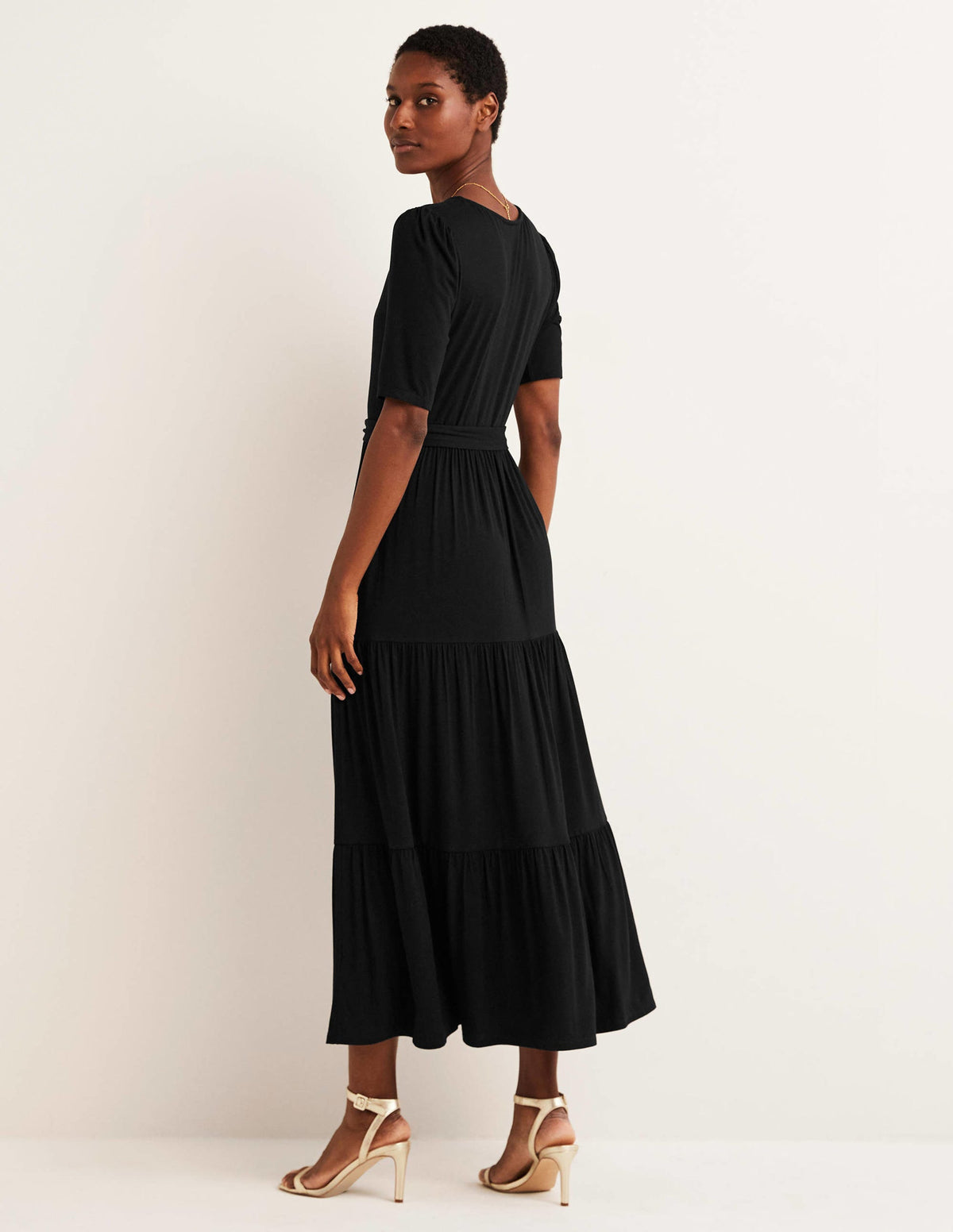 Tiered Wrap Jersey Maxi Dress-Black-3