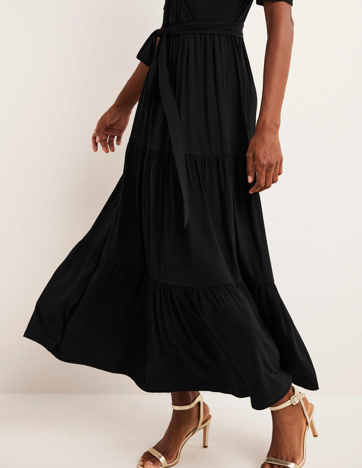 Tiered Wrap Jersey Maxi Dress-Black-4