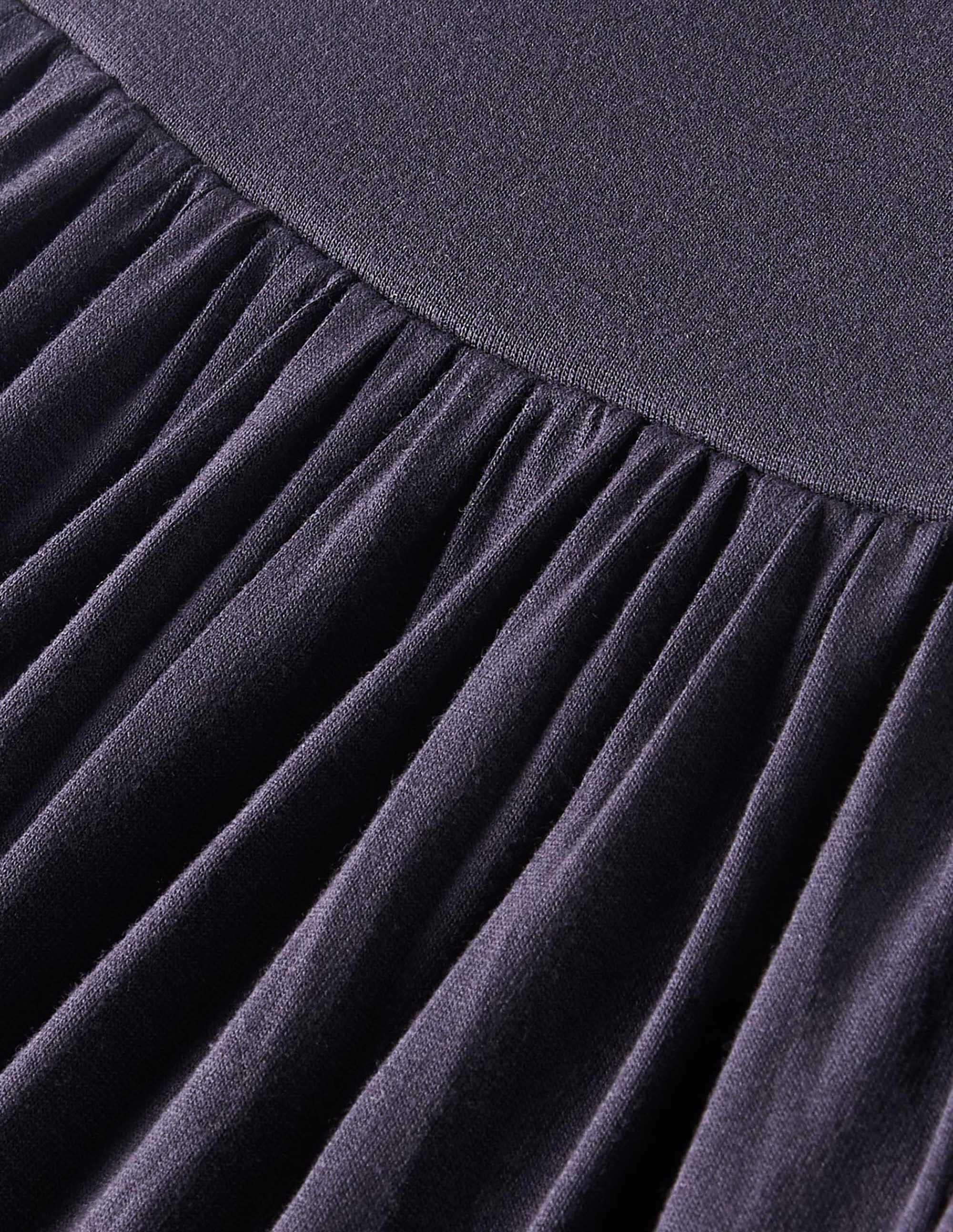 Fixed Wrap Jersey Midi Dress-Navy - Image 11