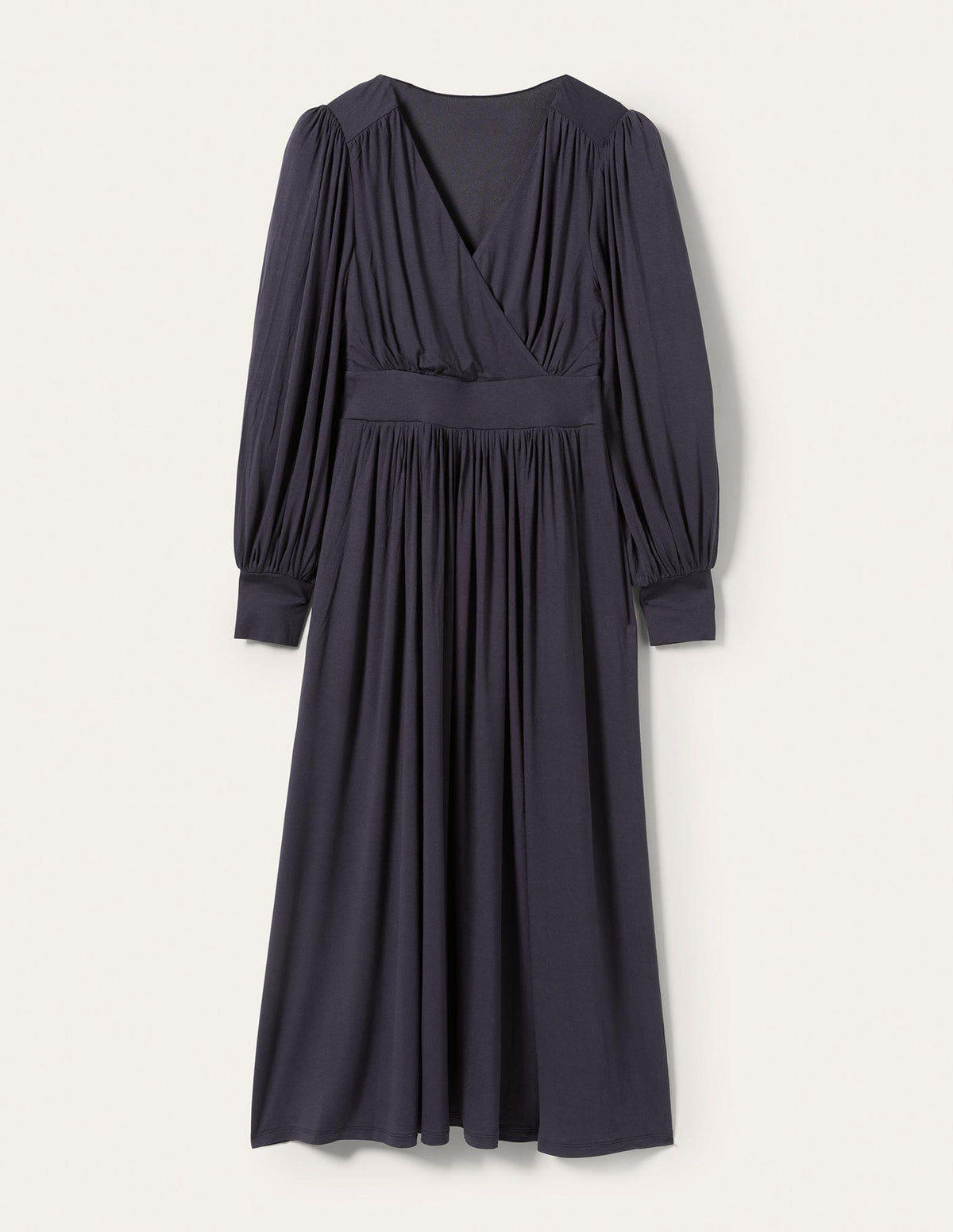 Fixed Wrap Jersey Midi Dress-Navy-12