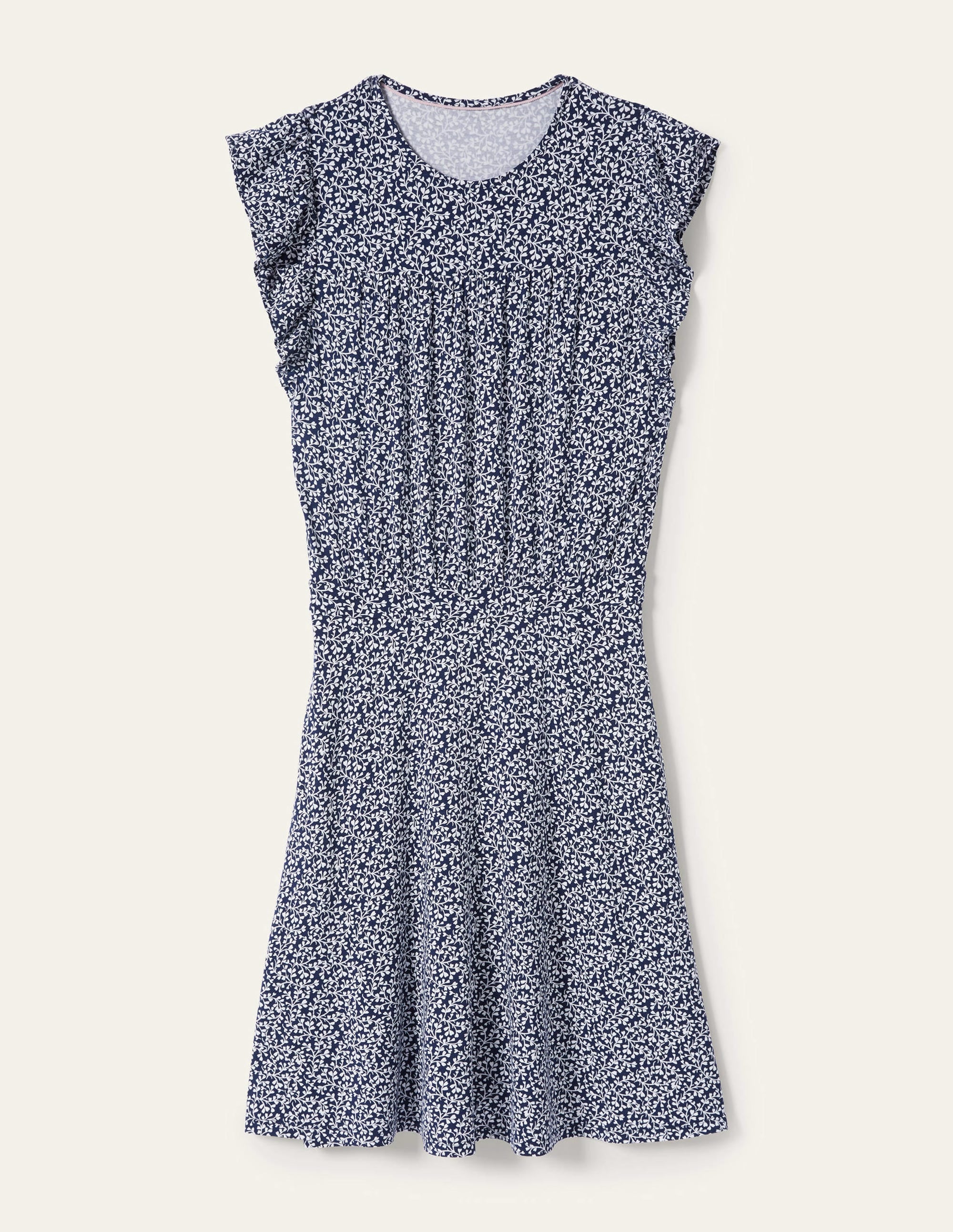 Ruffle Printed Mini Dress-Navy, Pome Leaf - Image 5