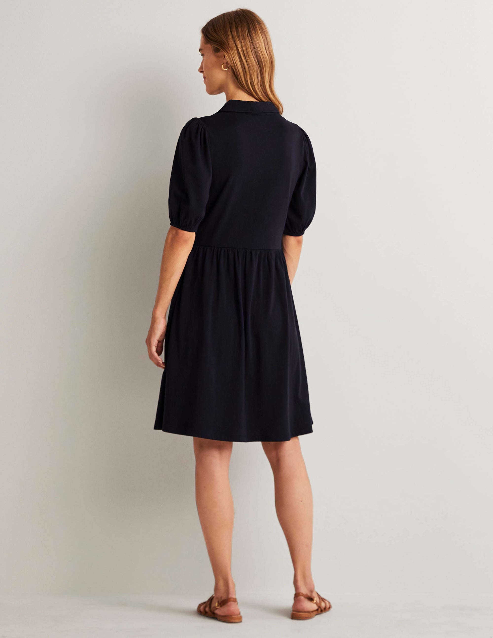 Mini Jersey Shirt Dress-Navy - Image 6