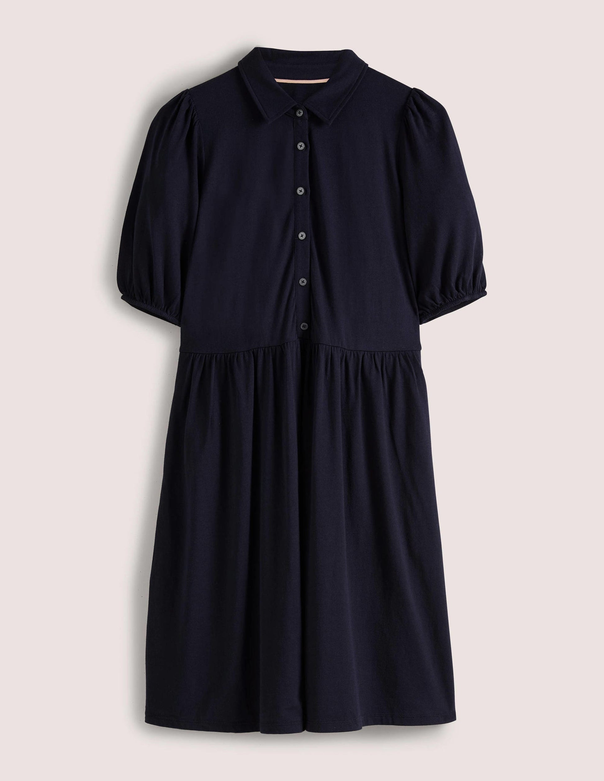 Mini Jersey Shirt Dress-Navy-8