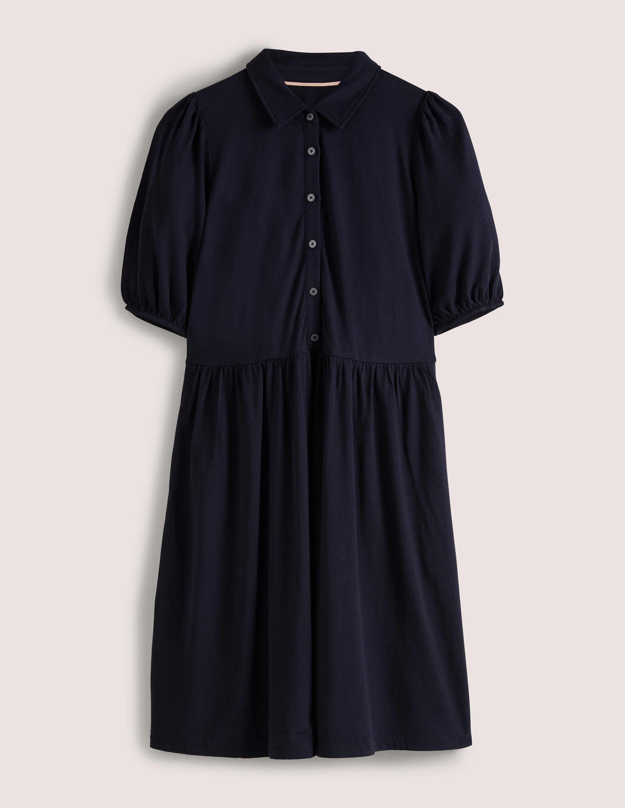 Mini Jersey Shirt Dress-Navy - Image 8