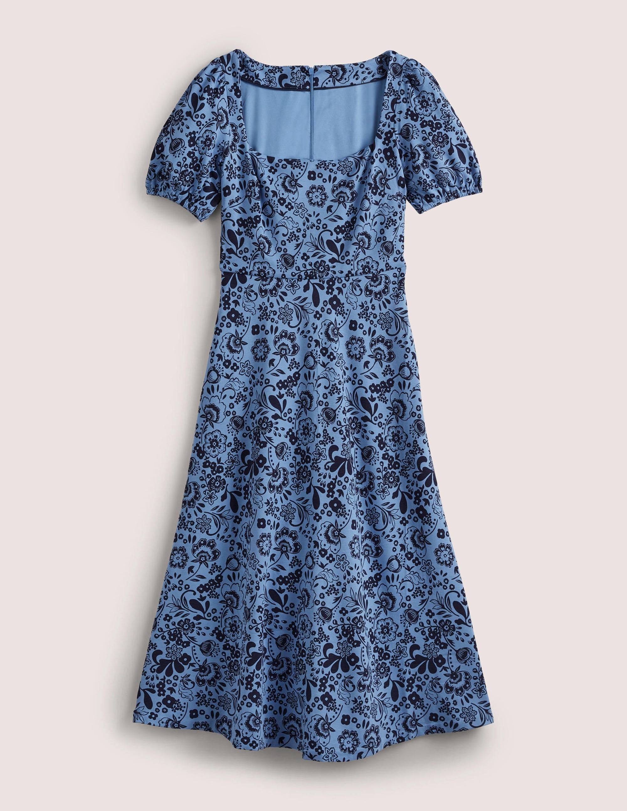 Short Sleeve Jersey Midi Dress-Riviera Blue, Pretty Paradise - Image 5