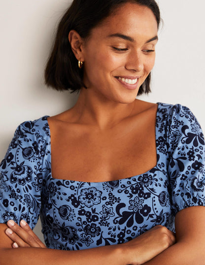 Short Sleeve Jersey Midi Dress-Riviera Blue, Pretty Paradise-2