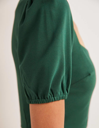 Short Sleeve Jersey Midi Dress-Hunter Green-2