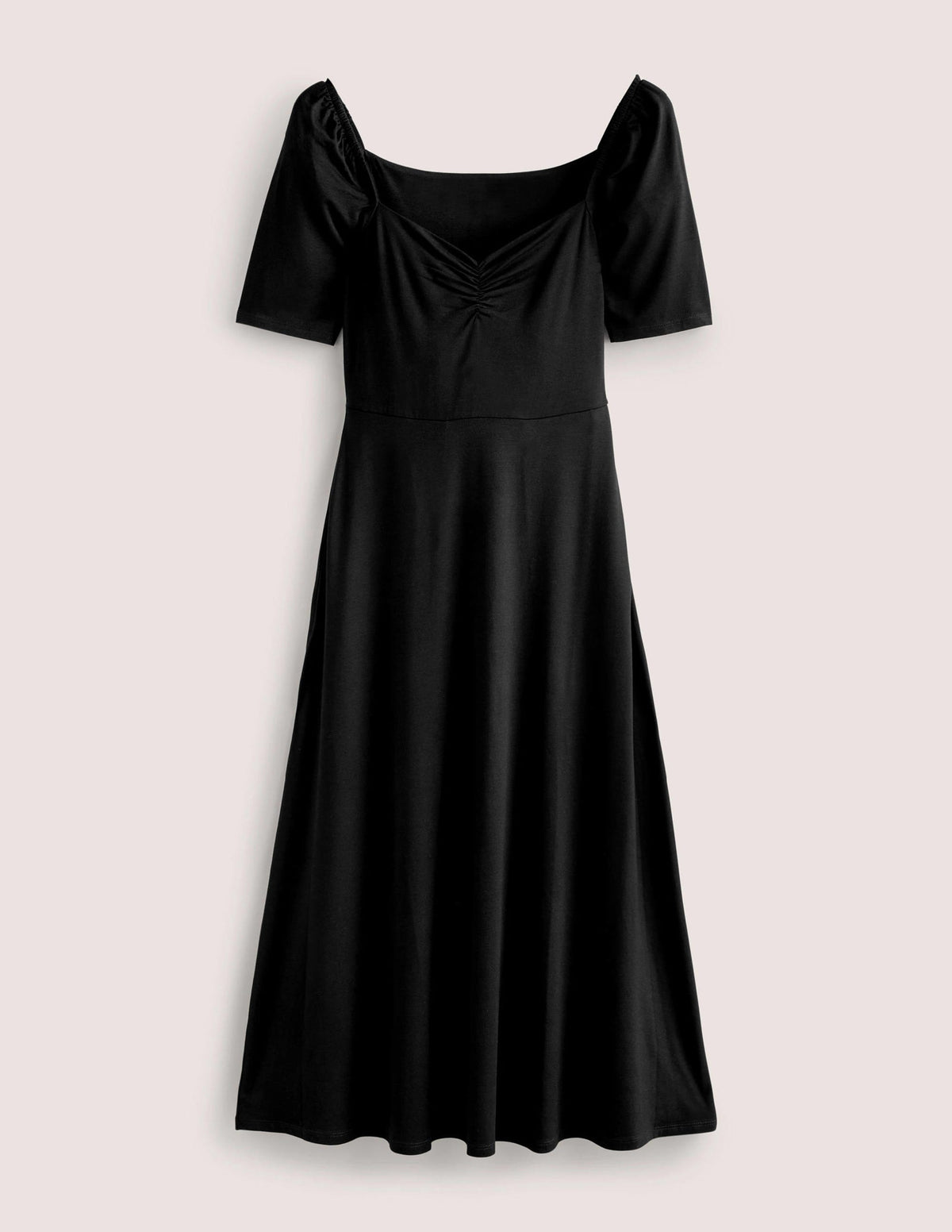 Sweetheart Jersey Midi Dress-Black-5