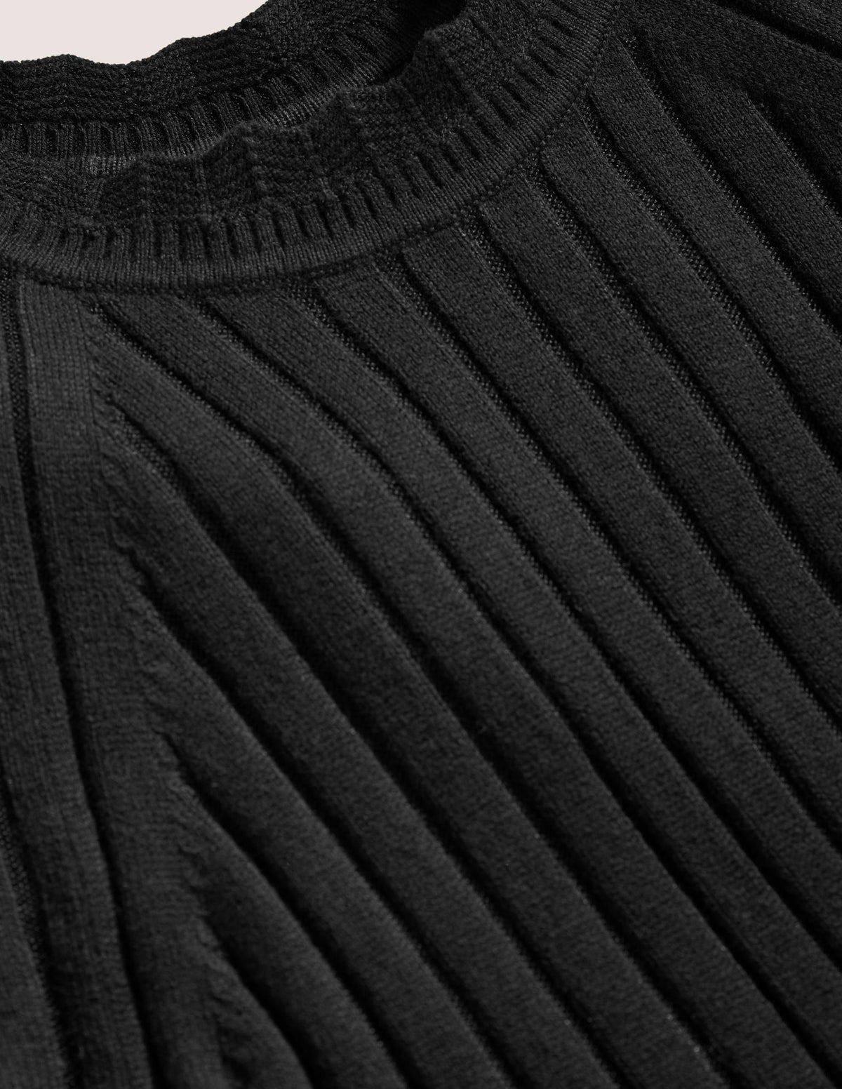 Rib Detail Knitted Midi Dress-Black - Image 6