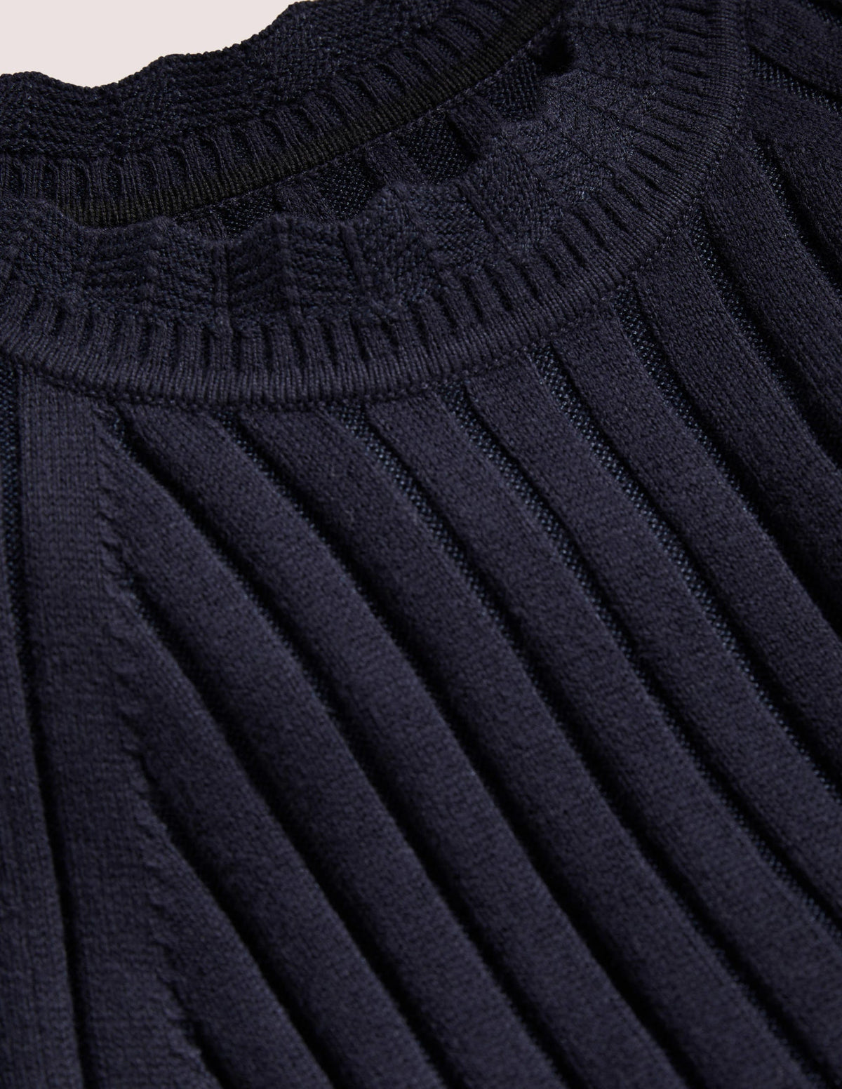 Rib Detail Knitted Midi Dress-Navy - Image 6