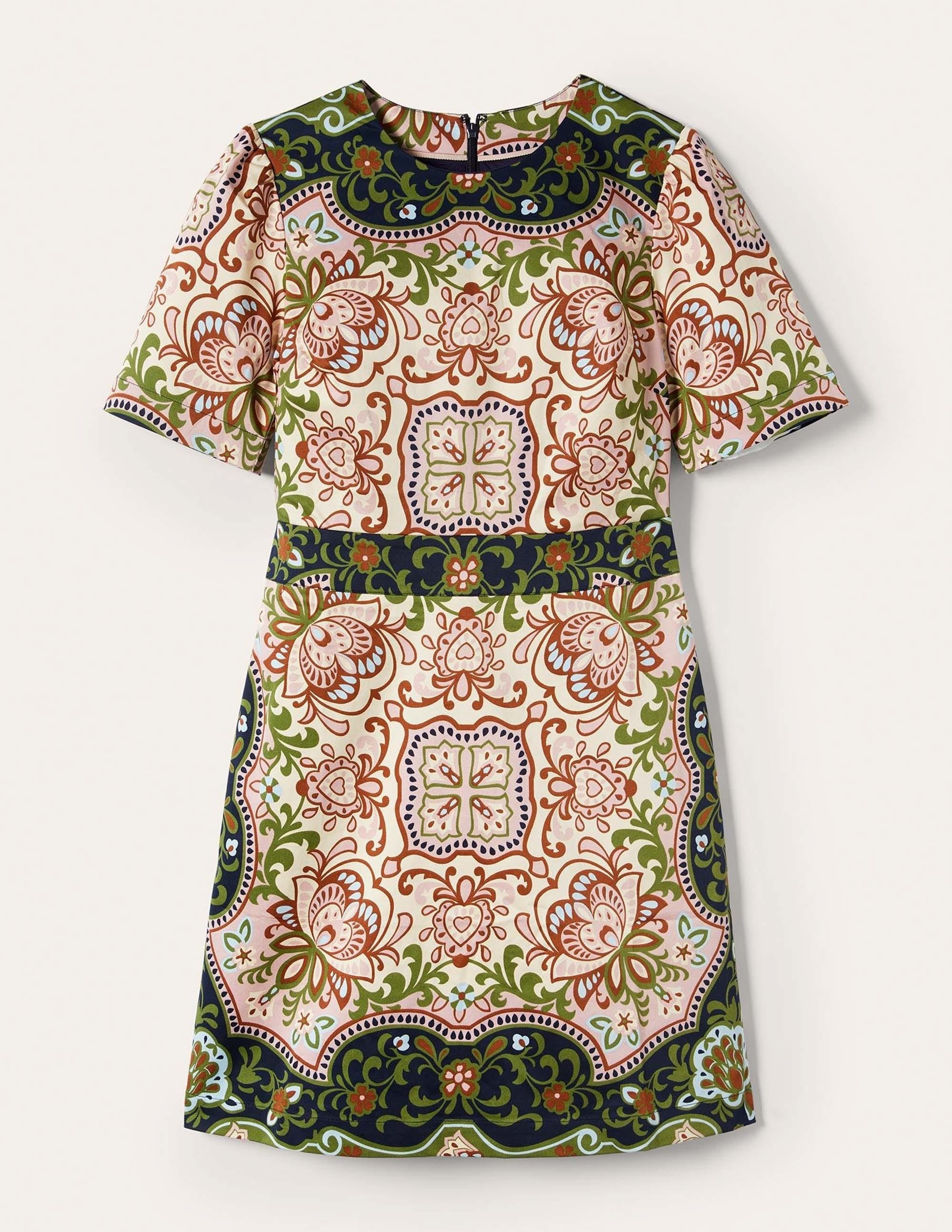 Cotton Mini Shift Dress-Multi, Ornate Garden - Image 11