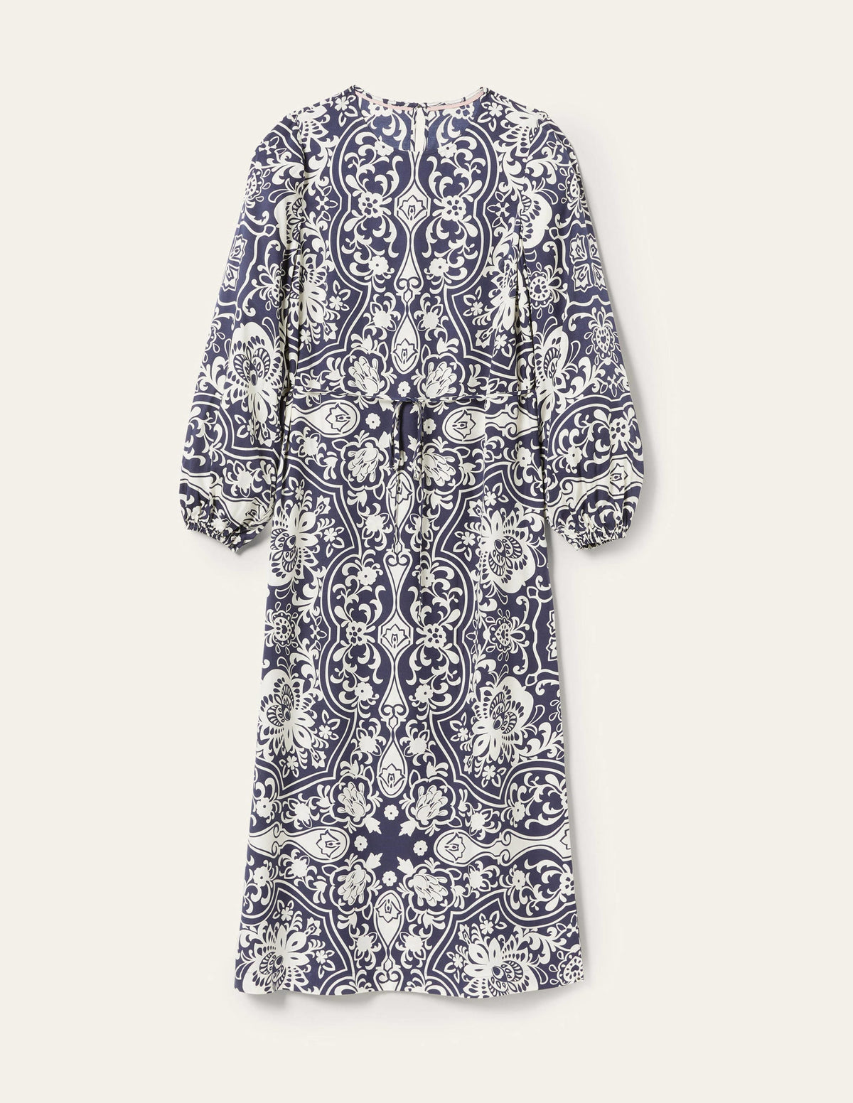 Long Sleeve Column Midi Dress-Navy, Ornate Garden-11